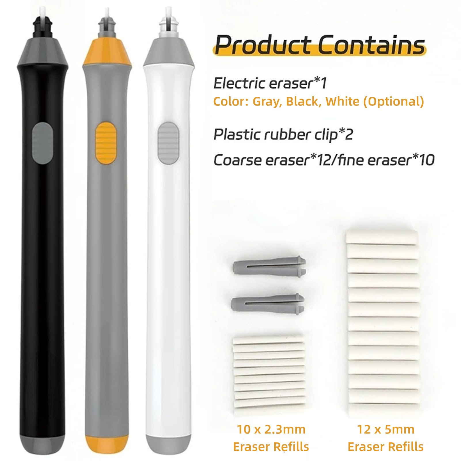 Battery Operated Pencil Eraser,Electric Eraser Kit With 22 Eraser Refills Automatic Eraser Kit For Art Pencils, Drawing, Painting(Black)