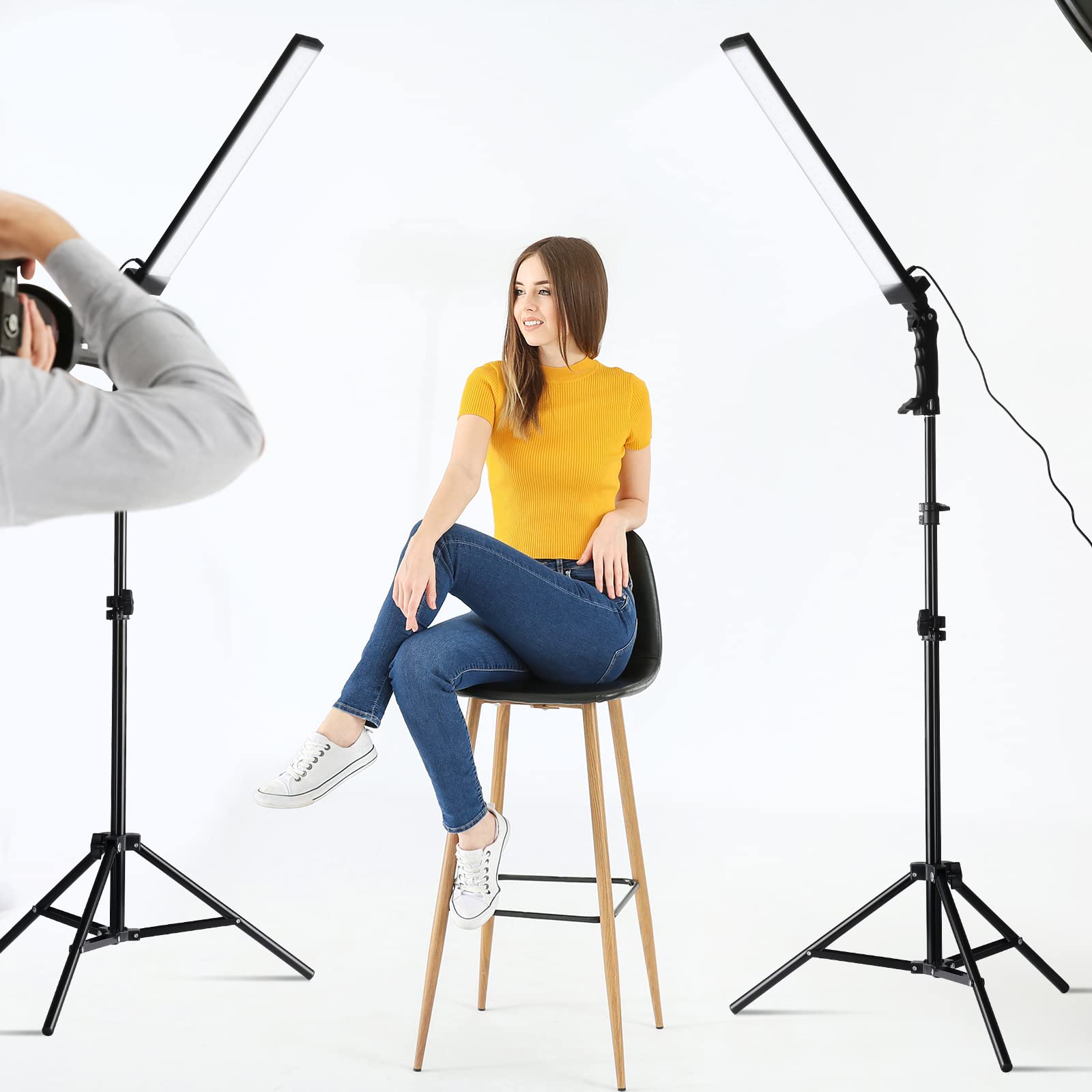 Xuhal 4 Pack Led Photography Lighting Stick Kit Adjustable Led Video Light With 22 63 Tripod 5500K 90 Beads Photoshoot Fill Ligh