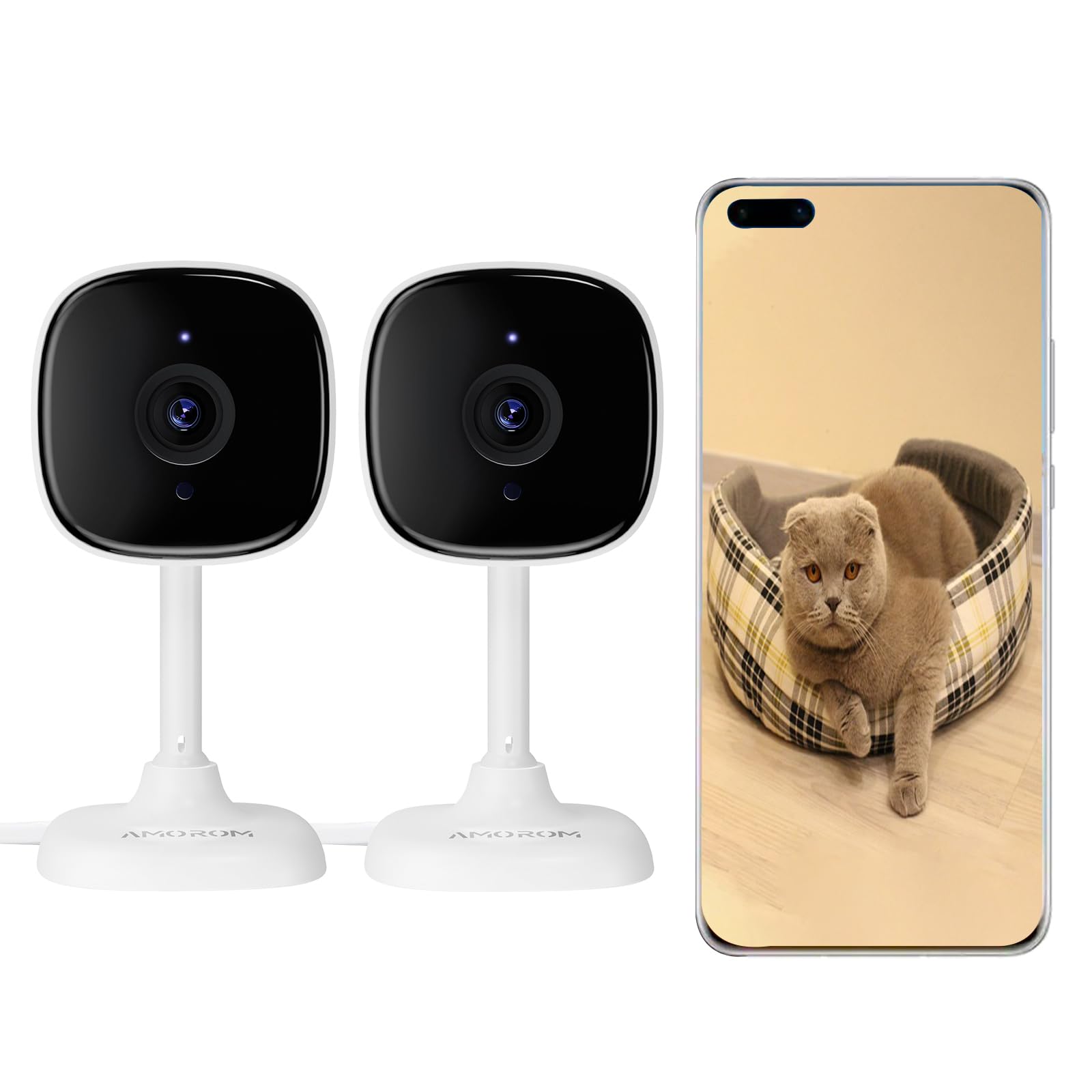 Wifi Inside Camera For House,2 Pcs Home Security Camera With Video/Audio 24/7 Recording,Night Vision,Ai Detection,Sd Card/Cloud