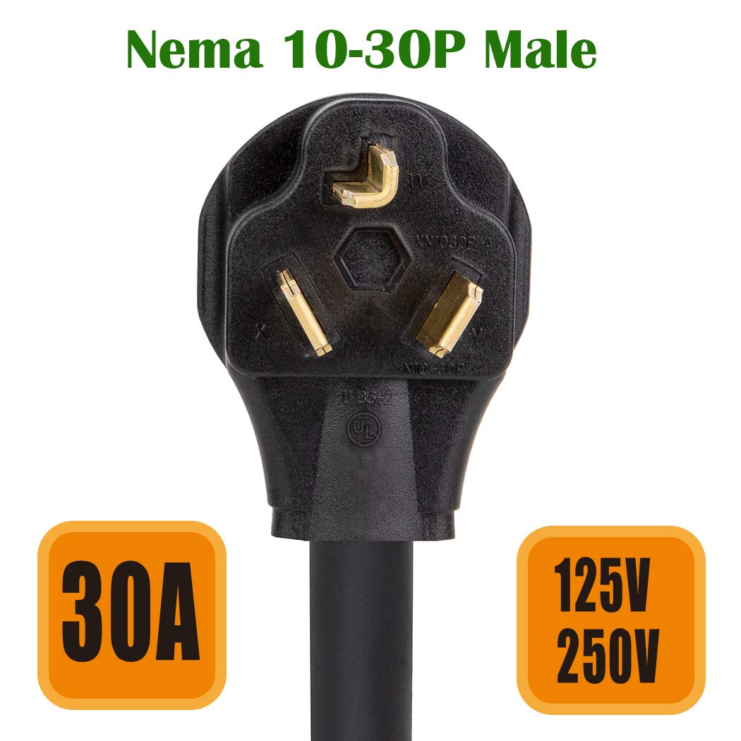 1.5 Feet Nema 10 30P To 6 50R 30 Amp Dryer Male To 50 Amp Welder Female Adapter Cable 250V, 6 50 Welder Power Converter 10 30 30