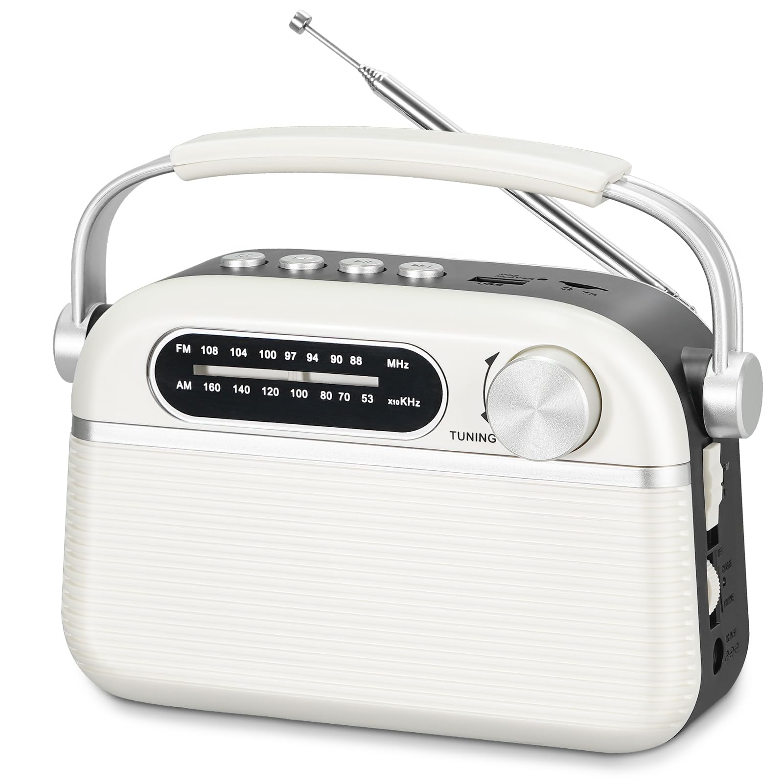 Prunus J 130 Radio Portable Am Fm, Ac Power,Battery Operated Radio/Rechargeable Radio For Emergency Use, Vintage Radio With Bluetooth Support Tf Card/Usb Playing For Outdoor/Home/Gift