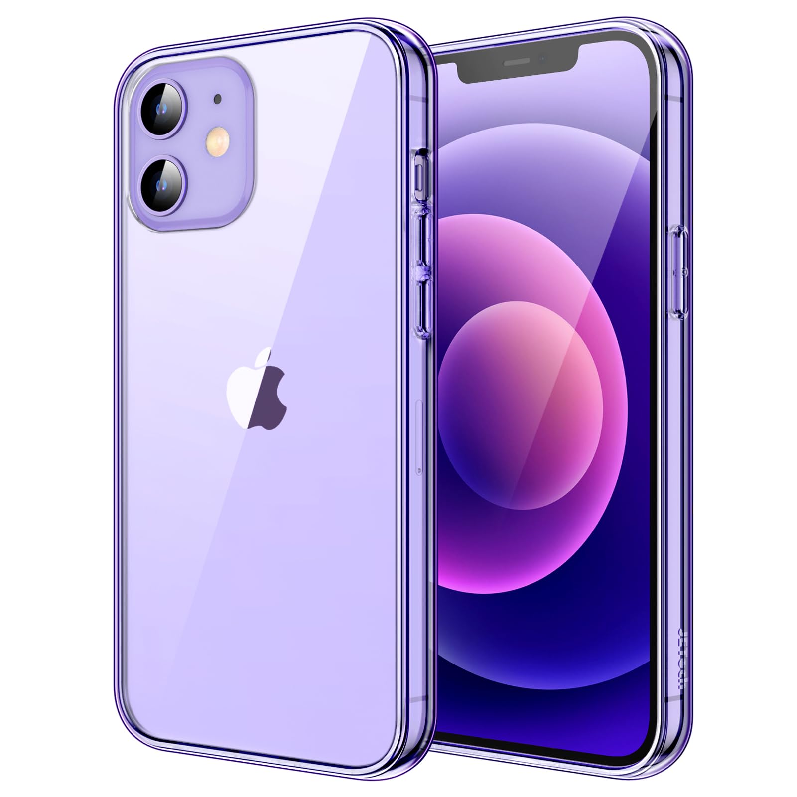 Jetech Case For Iphone 12 Mini 5.4 Inch, Non Yellowing Shockproof Phone Bumper Cover, Anti Scratch Clear Back (Deep Purple)
