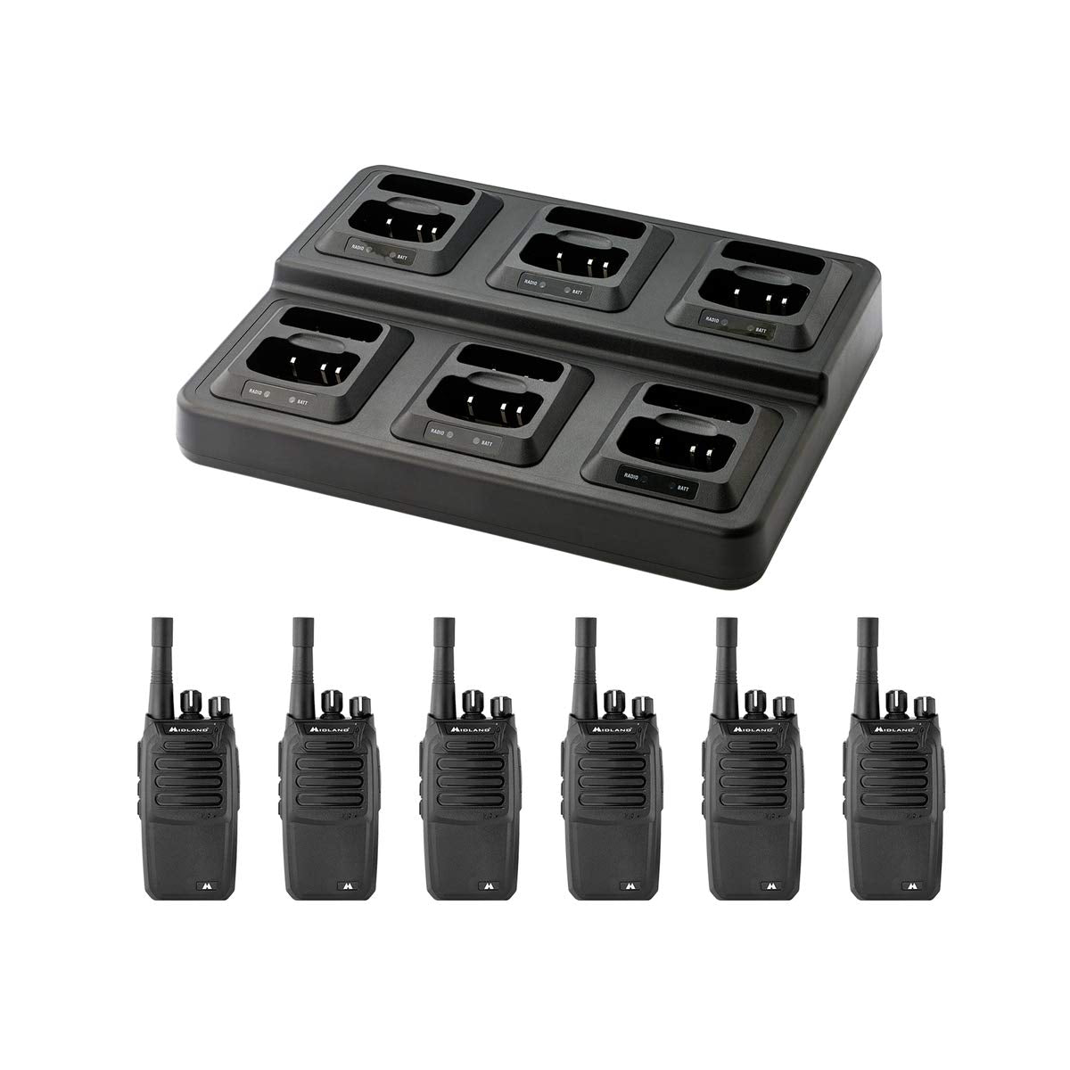 Midland� � Br200X6Bgc   2 Watts 16 Channel Business Radio Band Portable Radio � Two Way Radio � 250,000 Sq Ft Coverage � Long Range Walkie Talkie � 142 Privacy Codes � Gang Charger Bundle