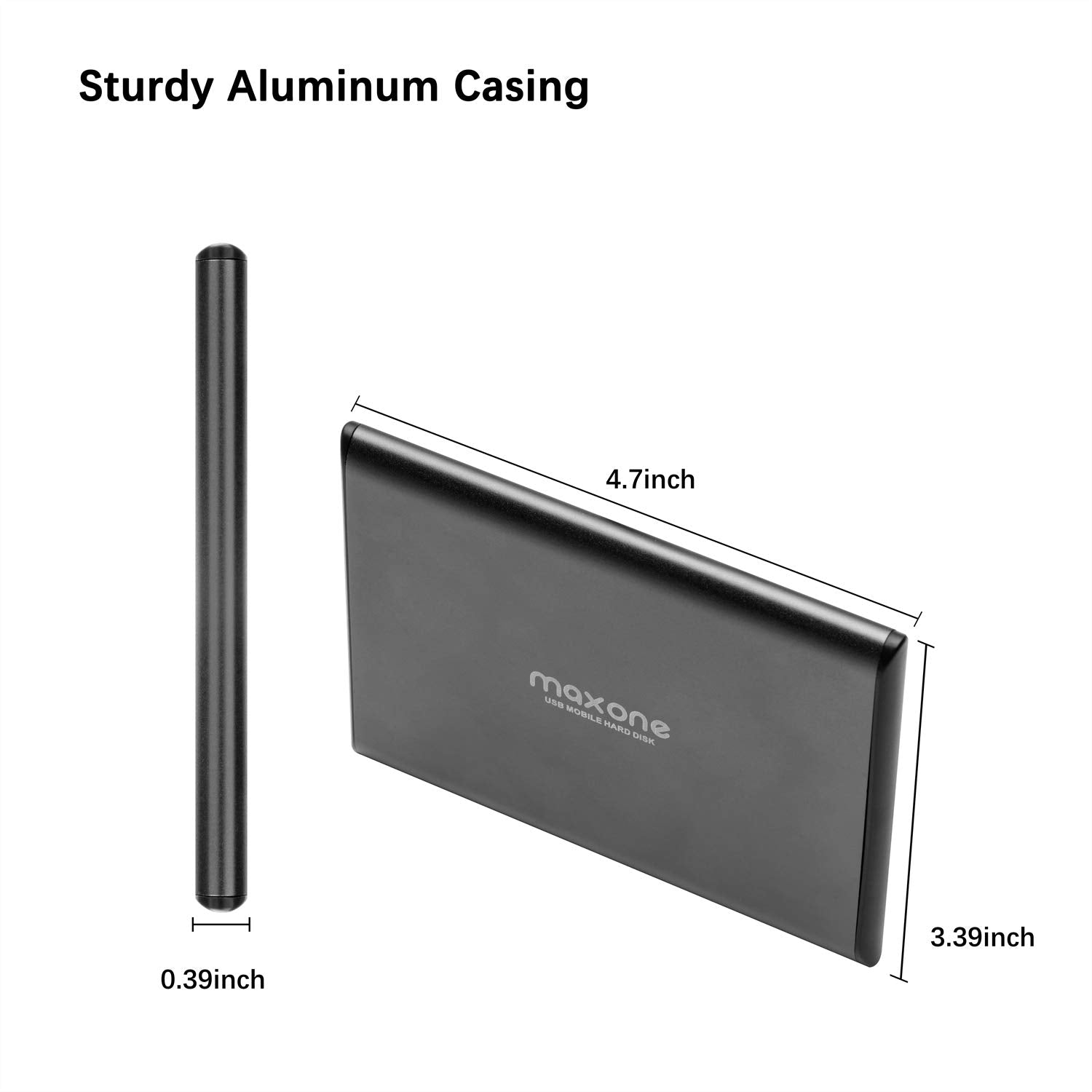 Maxone 320Gb Ultra Slim Portable External Hard Drive Hdd Usb 3.0 Compatible With Pc, Laptop   Charcoal Grey