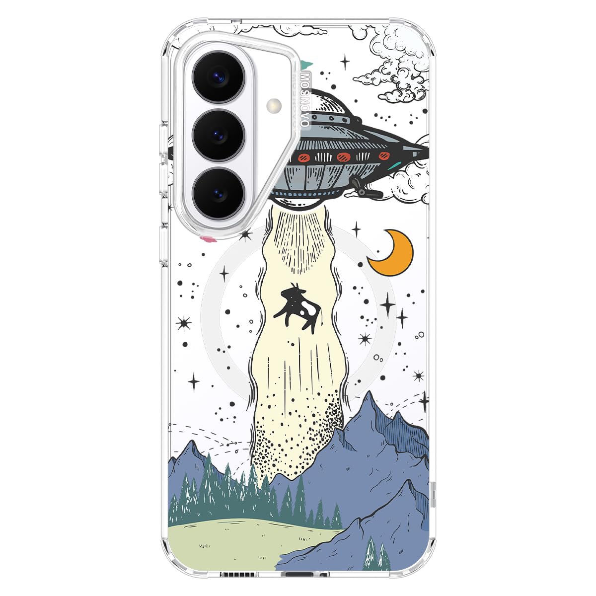 MOSNOVO for Samsung Galaxy S26 Clear Case, Fit for MagSafe, 6.6ft Military-Grade Shockproof Magnetic Protective Phone Cover,UFO