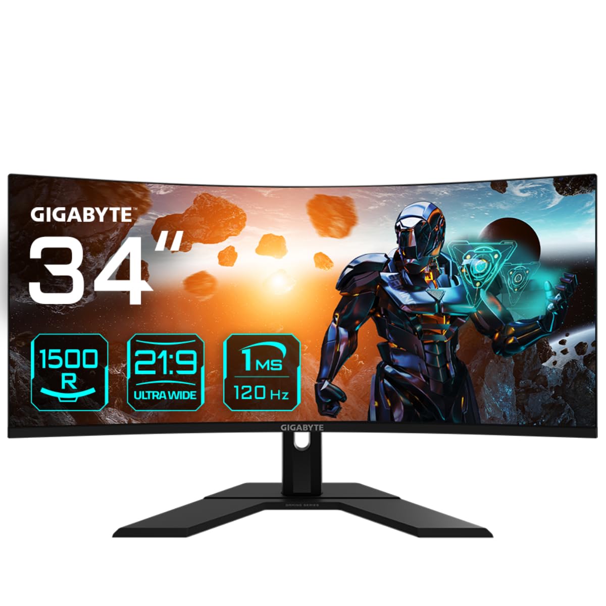 Gigabyte GS34WQC 34 120Hz 1440P Curved Gaming Monitor, 3440x1440 VA 1500R Display, 1ms (MPRT) Response Time, HDR Ready, FreeSync