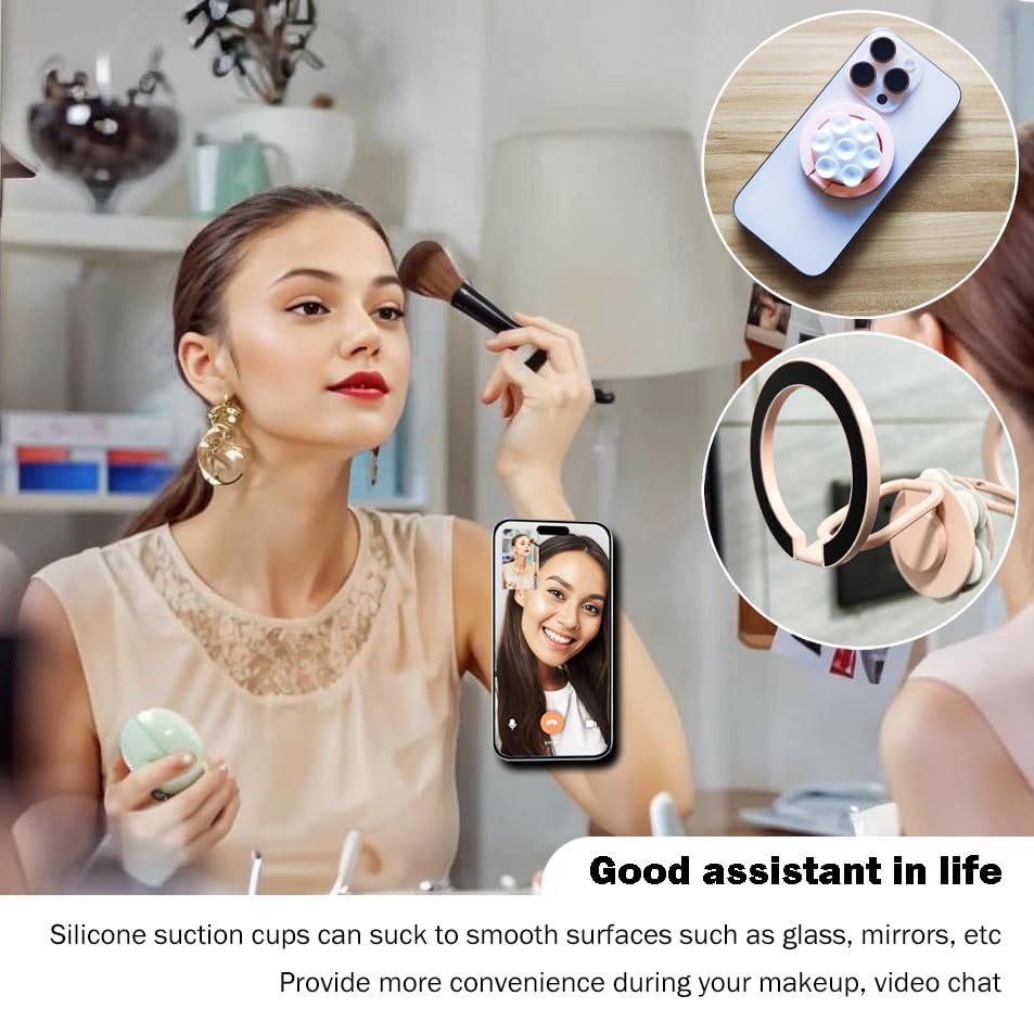 Magnetic Phone Holder Wtih Suction Cup, Multifunctional Cell Phone Stand, Mount, Ring Grip, Kickstand Compatible With Iphone 16/