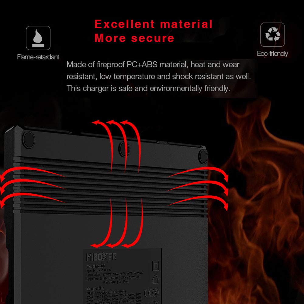 Miboxer 18650 Battery Charger, 8 Bay Smart Charger With Automatic Lcd Display, Fast Charge Rechargeable Li Ion Lifepo4 Ni Mh Ni
