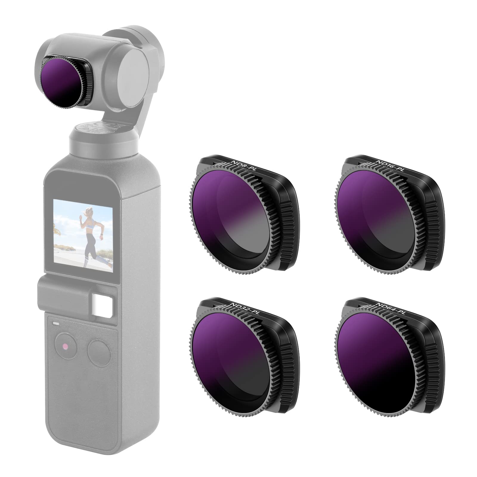 Neewer Magnetic Nd/Pl Filter Kit Compatible With Dji Osmo Pocket 2 / Osmo Pocket 1 Camera 4 Pack, Nd8/Pl, Nd16/Pl, Nd32/Pl, Nd64