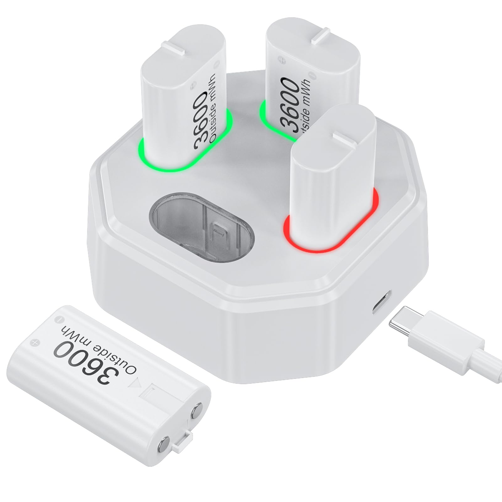 Kekucull 4 Pack Rechargeable Batteries For Xbox Controller,Charger Dock With 4 X 3600Mwh Nimh Battery For Xbox One/Xbox Series X