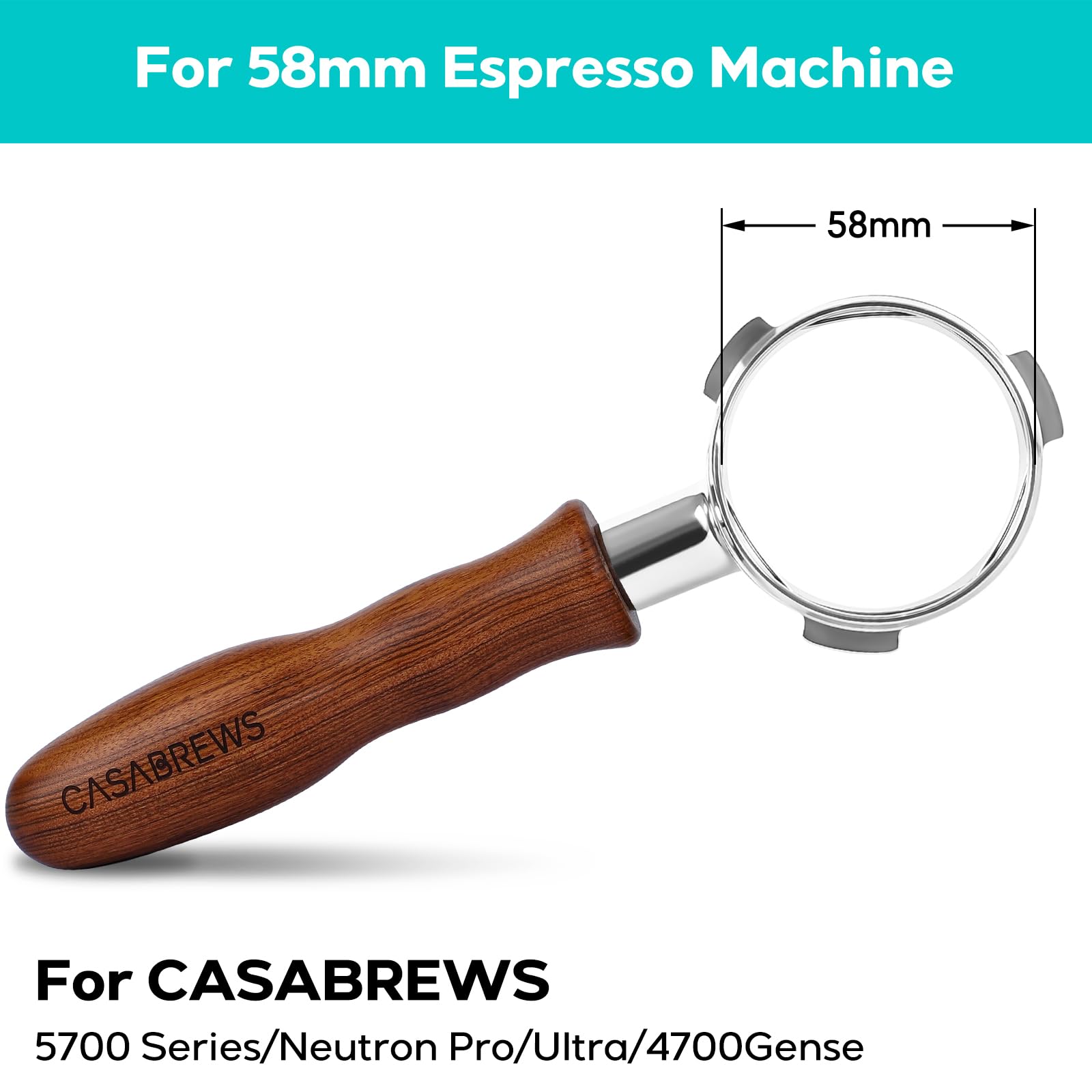 58Mm Bottomless Portafilter, 3 Ears Professional Espresso Portafilter With Filter Basket And Puck Screen, Compatible With Casabr