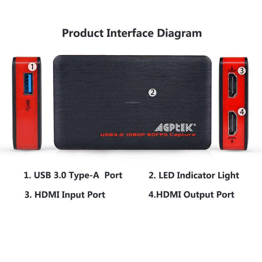 Usb3.0 Game Capture Card 4K@30, 4K Hdmi Video Capture Live Streaming Record 4K 30 Fps Or 1080P120, 1440P60, Hdmi Capture Card Wo