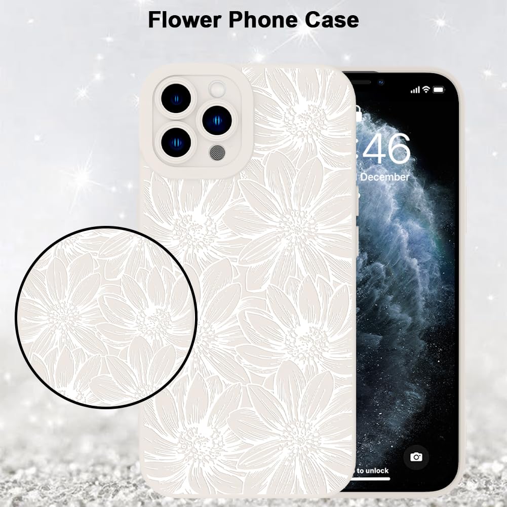 Mzelq For Iphone 11 Pro Max Case Case, Silicone Black Floral Flowers Sunflowers Cute Pattern, Camera Protection Soft Slim Phone
