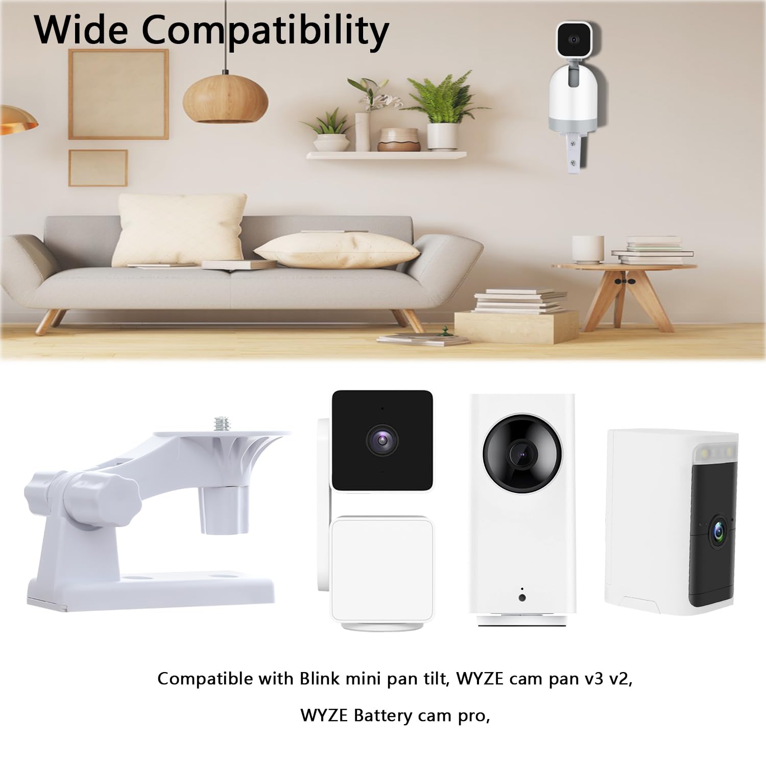 Tekcam Camera Wall Mount Compatible With Wyze Cam Pan V3, Blink Mini Pan Tilt, Wyze Battery Cam Pro, 180�Adjustable Security Camera Ceiling Mount, Corner Camera Mount, Drill Installation, 2 Pack