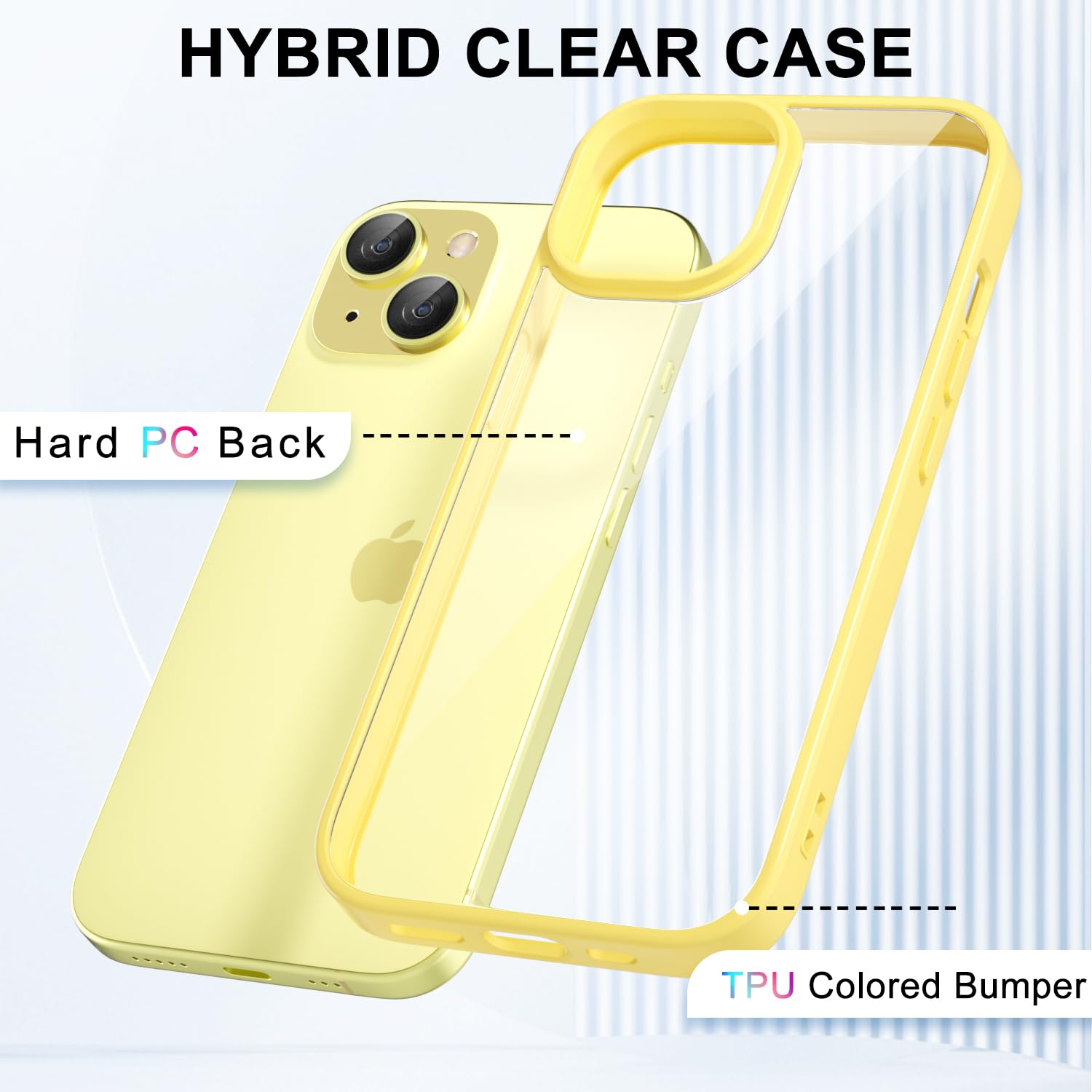 Loeoel For Iphone 15 Case Clear, Transparent Hybrid 15 Case [Hard Plastic & Soft Silicone Bumper] Acrylic Non Yellowing Thin Sli