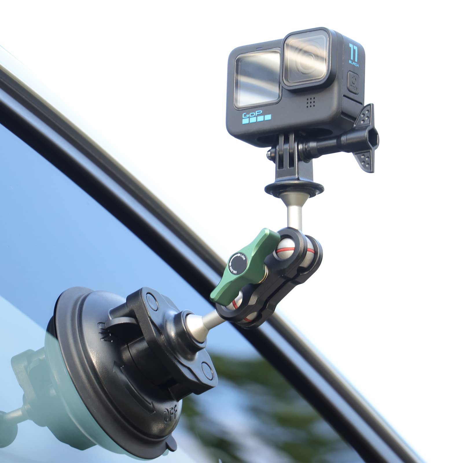 Seasky S1 Powerful Sports Camera Suction Cup Car Mount For Gopro Hero 13/12/11/10/9/8 Black Dji Osmo Action 5/4/3/2 Insta360 X4 X3, X2 One Rs Cell Phone Holder Accessories Aluminum Alloy Metal