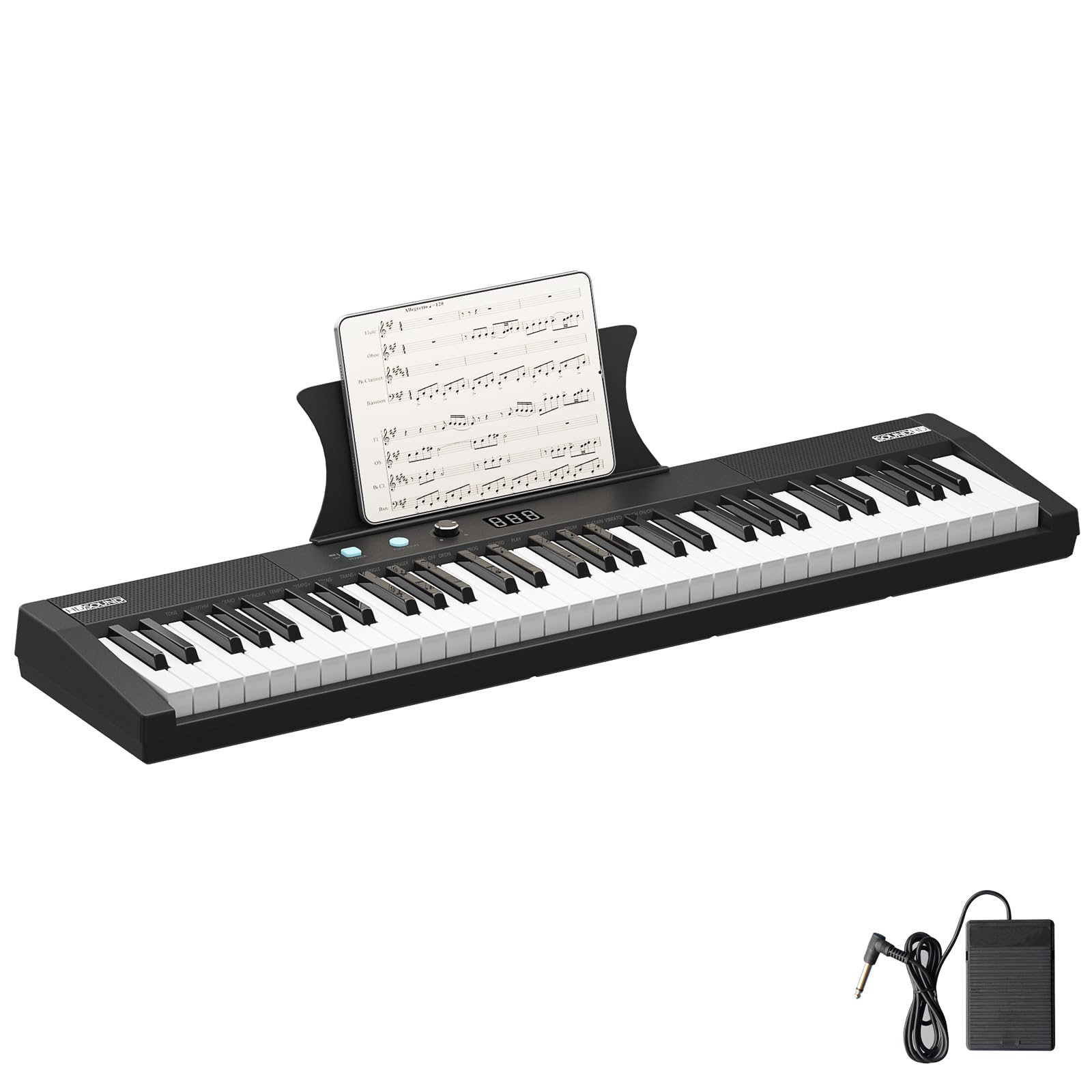 61-Key Touch Sensitive Portable Keyboard, Lightweight Digital Piano, HIPS Housing, Compact Electronic Keyboard for Home Practice