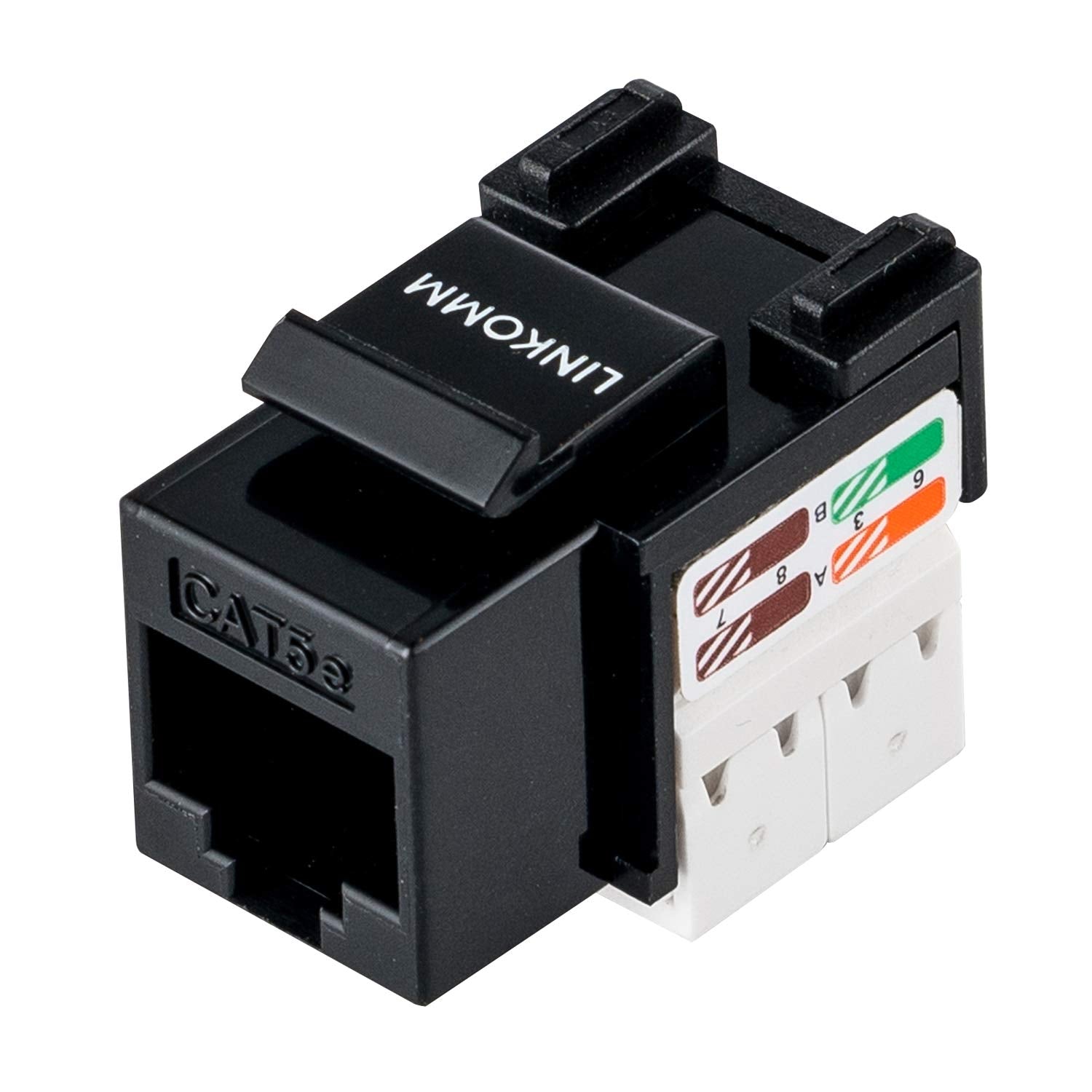 Linkomm 25 Pack Rj45 Cat5E Utp Unshielded Keystone Jack With Punch Down Palm Holder (Black)