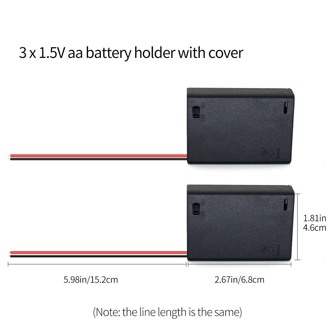 Olirexd 3 Aa Battery Holder With On/Off Switch Screw Cap And Wire Leads Storage Case Cover Cord Cable Clips Cell 4.5V Battery Bo