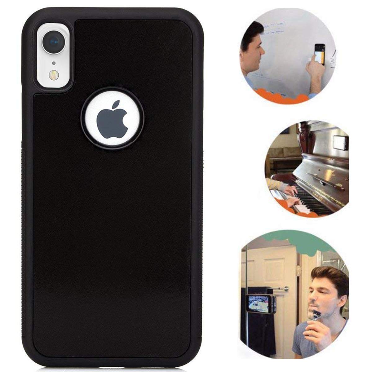 Selendis Anti Gravity iPhone XR Case, Suction Sticky Black Anti Gravity Case for iPhone XR 6.1    Magical Nano Stick on The Scre