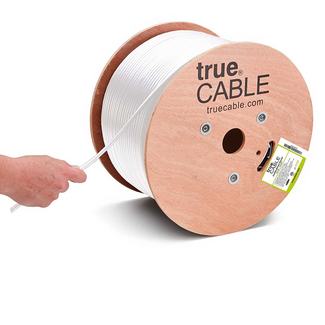Truecable Cat5E Outdoor, 1000Ft, Waterproof Direct Burial Rated Cmx, White, 24Awg Solid Bare Copper, 350Mhz, Poe++ (4Ppoe), Etl Listed, Unshielded Utp, Bulk Ethernet Cable