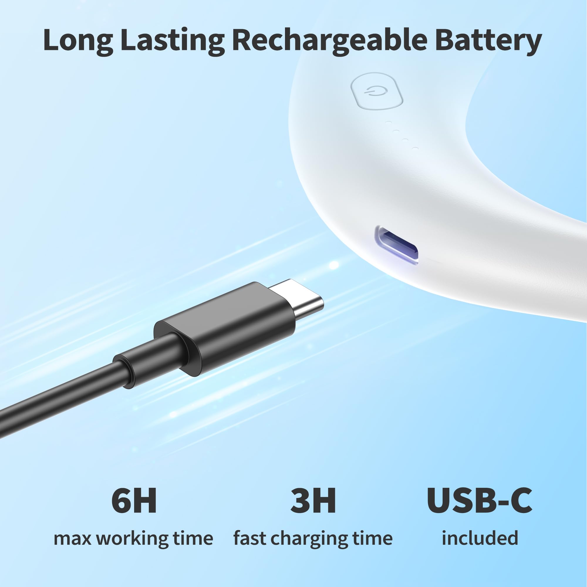 Panergy Portable Neck Fan Rechargeable Hand Free Personal Fan Mini Wearable Fan Battery Operated Usb Fan For Women Kids Sport Wo