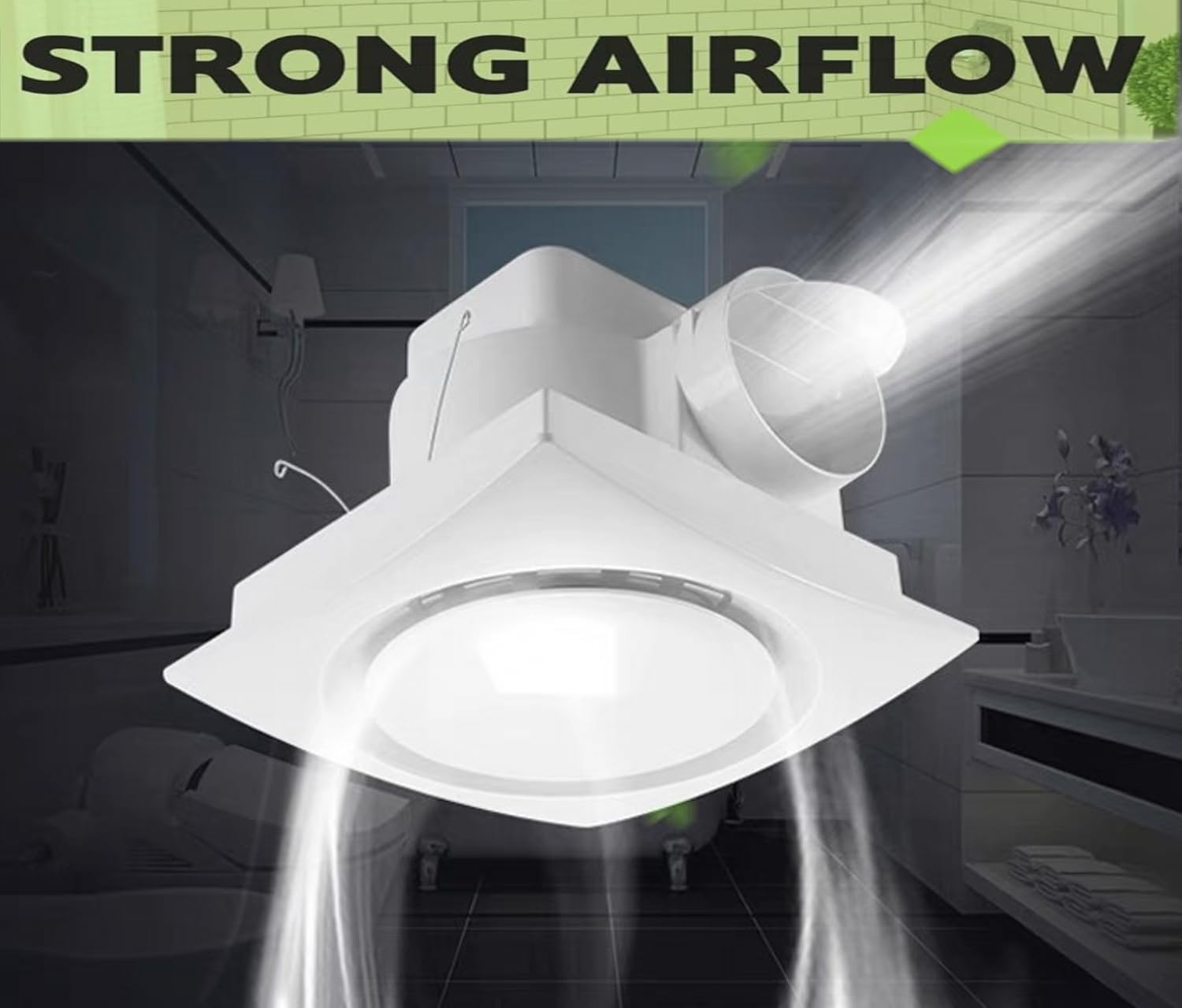 Nalle Ventilation Fans Bathroom Exhaust Fan With Light 9.6 Inch Panel 6000K 12W Round Led 90 Cfm 1.0 Sones 4 Inch Duct,110V Ceil