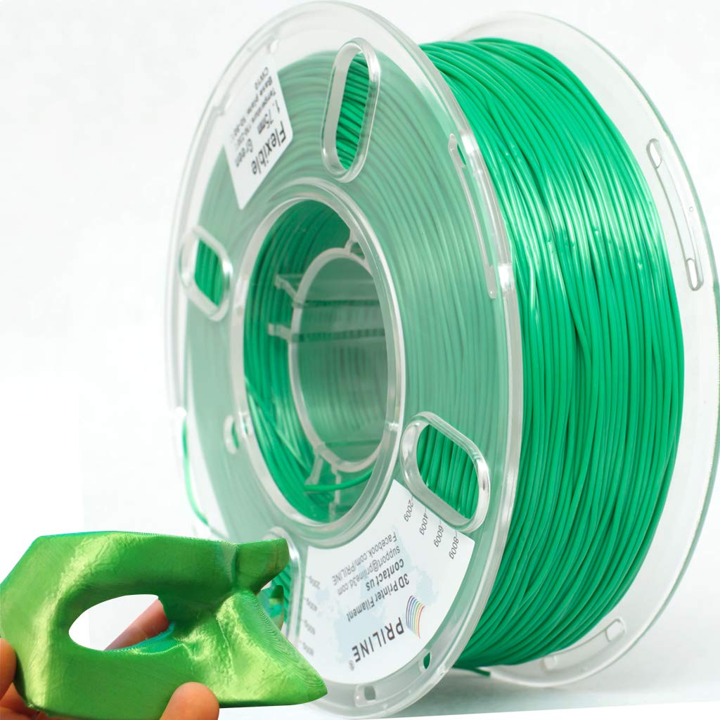 PRILINE TPU Filament,PRILINE 98A TPU Flexible Soft 3D Printer Filament,1KG 1.75mm Spool Durable TPU Flexible Material, Green