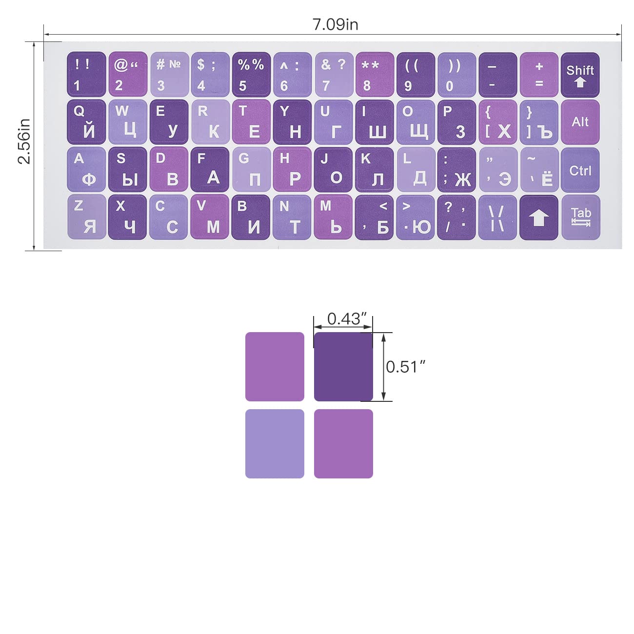 2Pcs Russian Keyboard Stickers, Cyrillic Keyboard Replacement Letter Sticker Purple Background With White Lettering, Keyboard Le