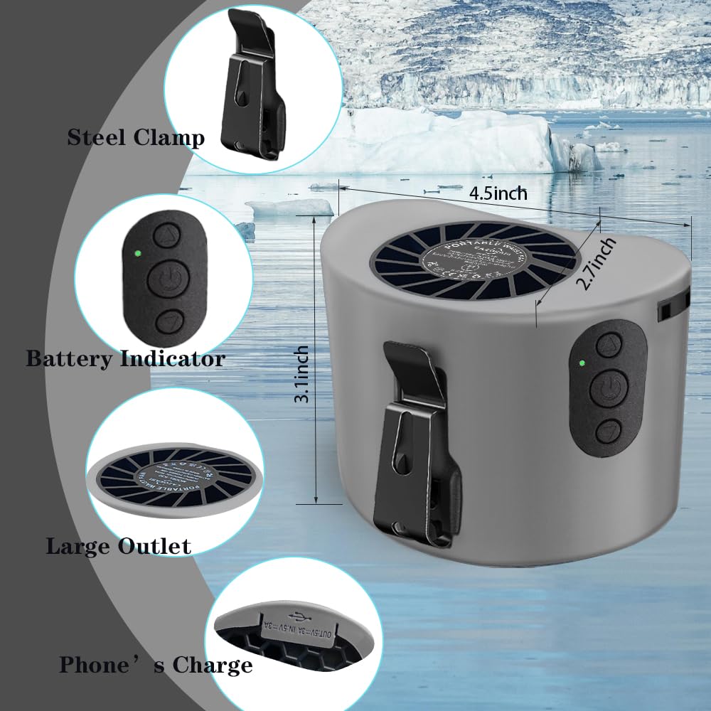 Cazokasi 2024 Newest Portable Waist Clip Fan 10000Mah Powerful Personal Wearable Fan 10 Stepless Wind 8 24Hours(Grey)
