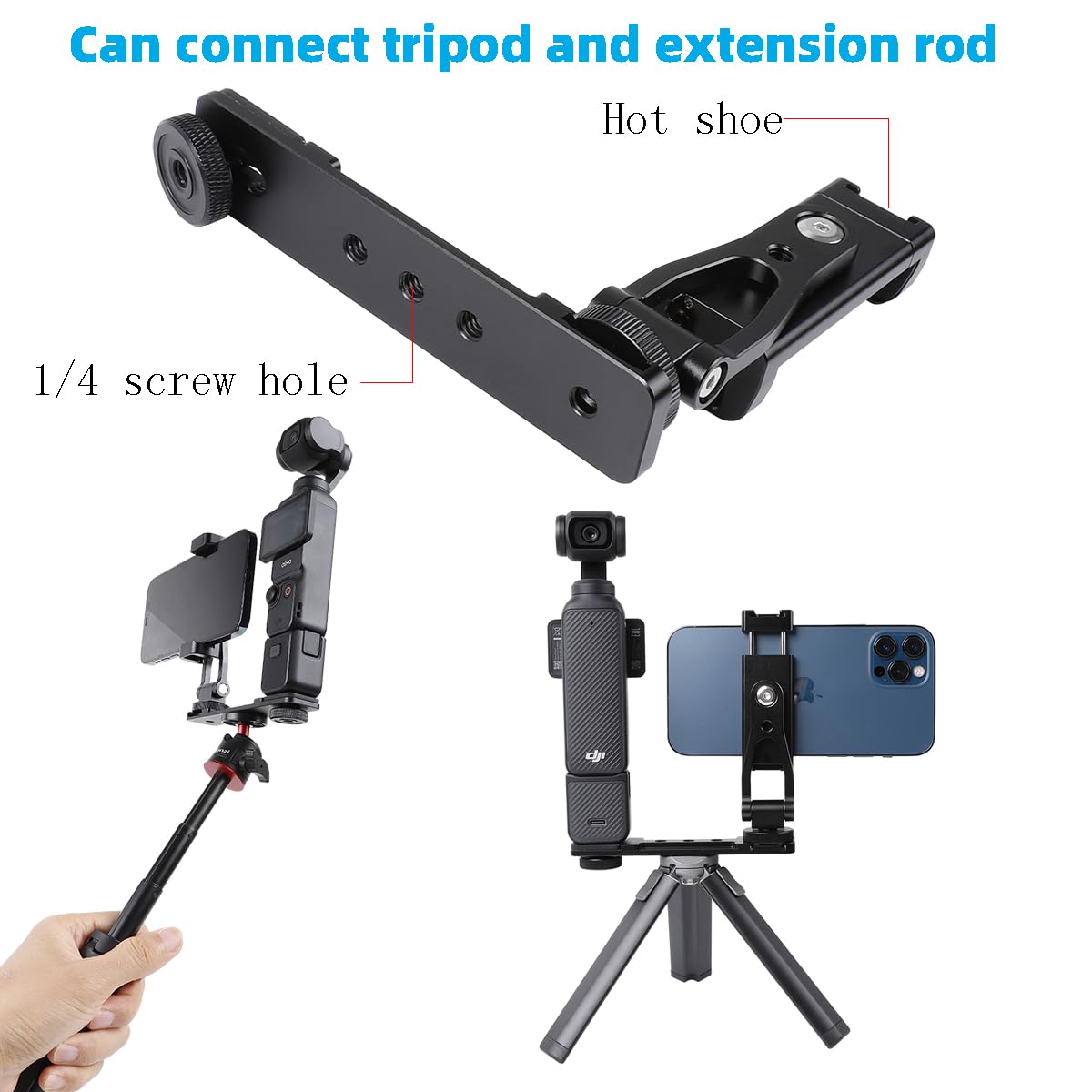 Leenconghui Aluminium Alloy Phone Holder Mount For Dji Pocket 3, Cell Phone Holder Tripod Adapter Phone Clip Expansion Accessori