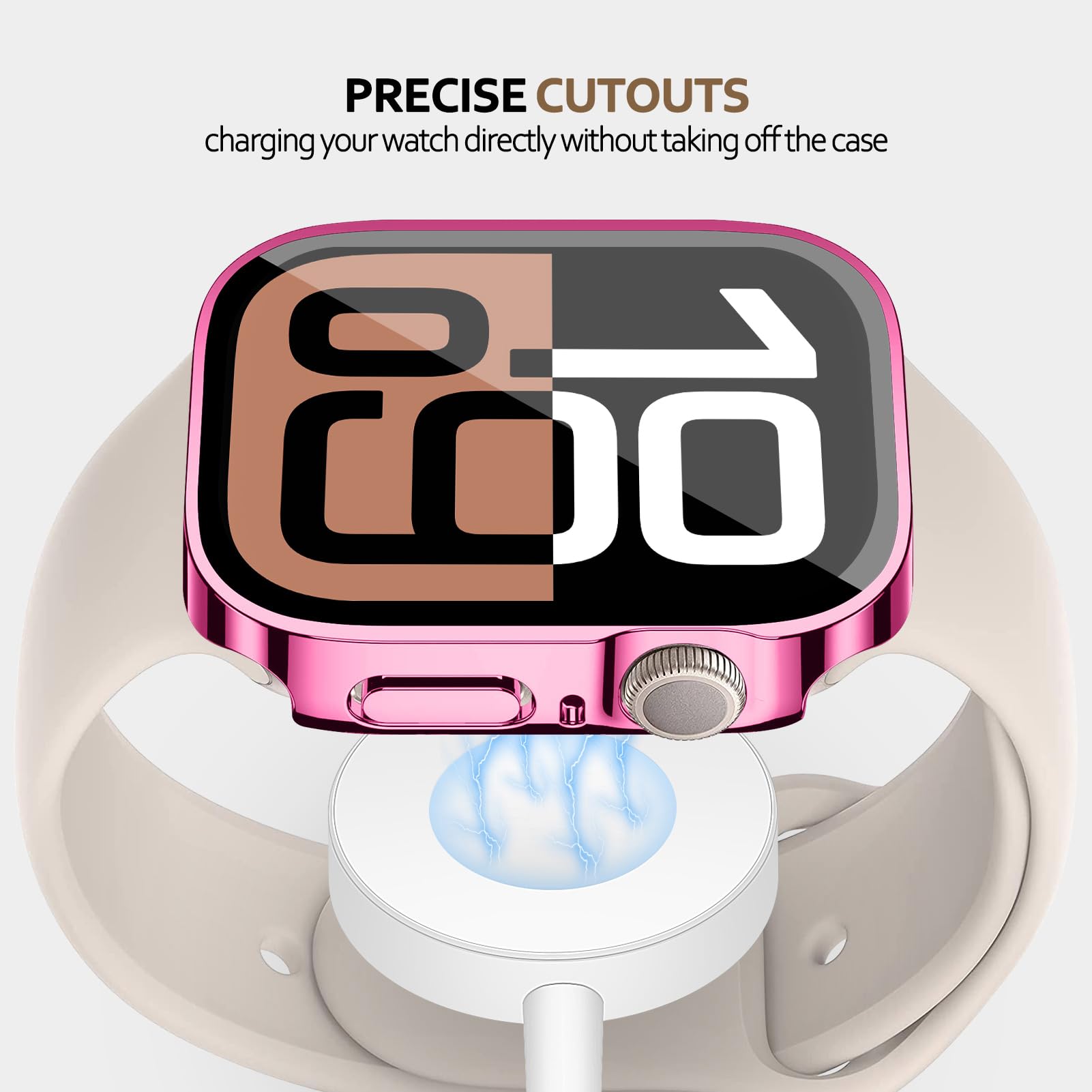 For Apple Watch Case 44Mm,Hard Case With Tempered Glass Screen Protector,Watch Cover For Apple Watch Se 6 5 4 Screen Protector,U