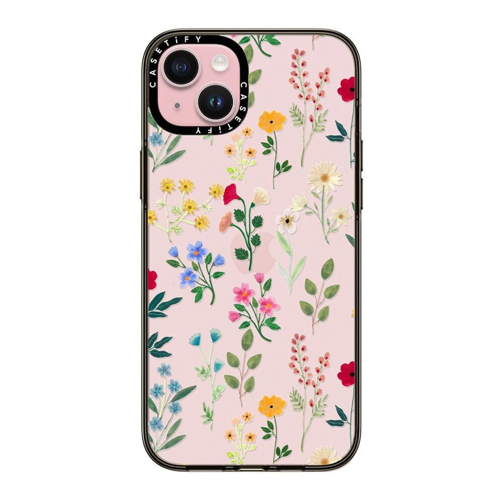 Casetify Compact Case For Iphone 15 Plus [2X Military Grade Drop Tested / 4Ft Drop Protection]   Spring Botanicals 2   Clear Bla
