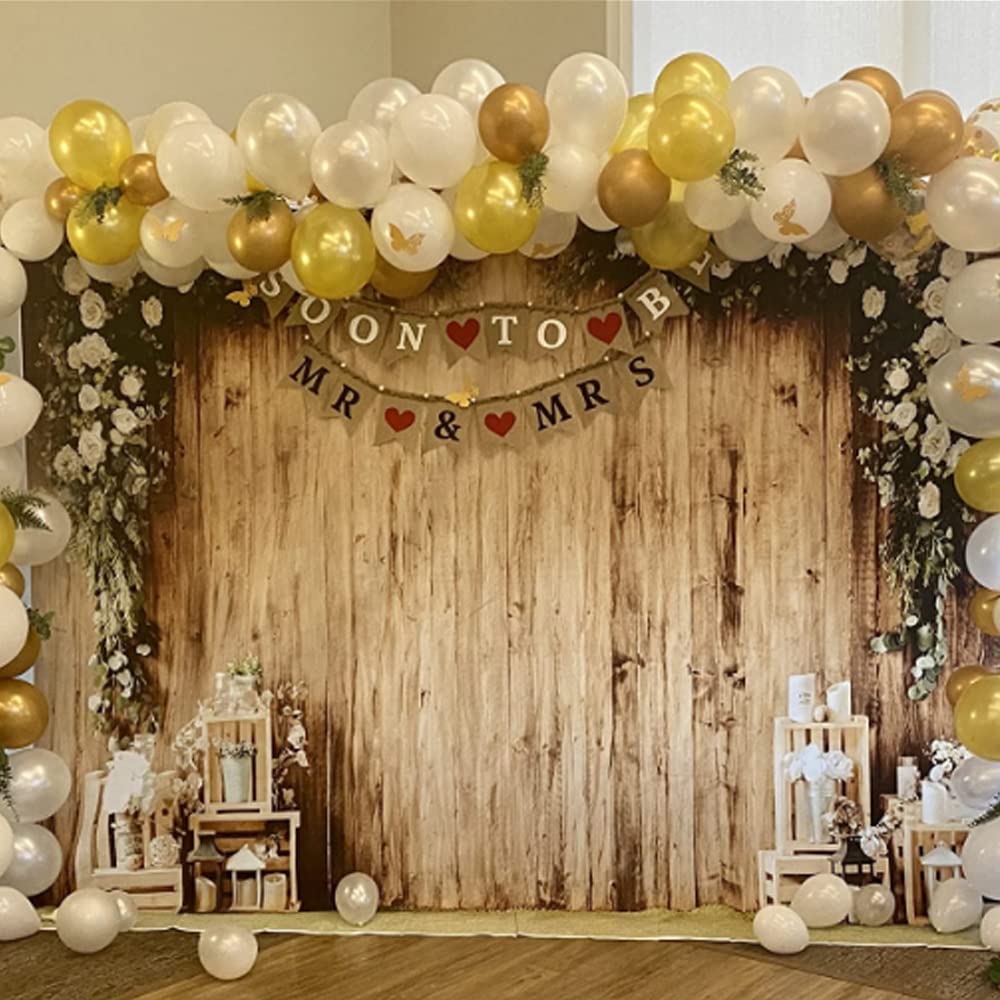 Dashan 12X8Ft Polyester Wedding Backdrop Rustic Floral Flower Wood Wall Backdrop Bridal Shower Reception Ceremony Valentine'S Da