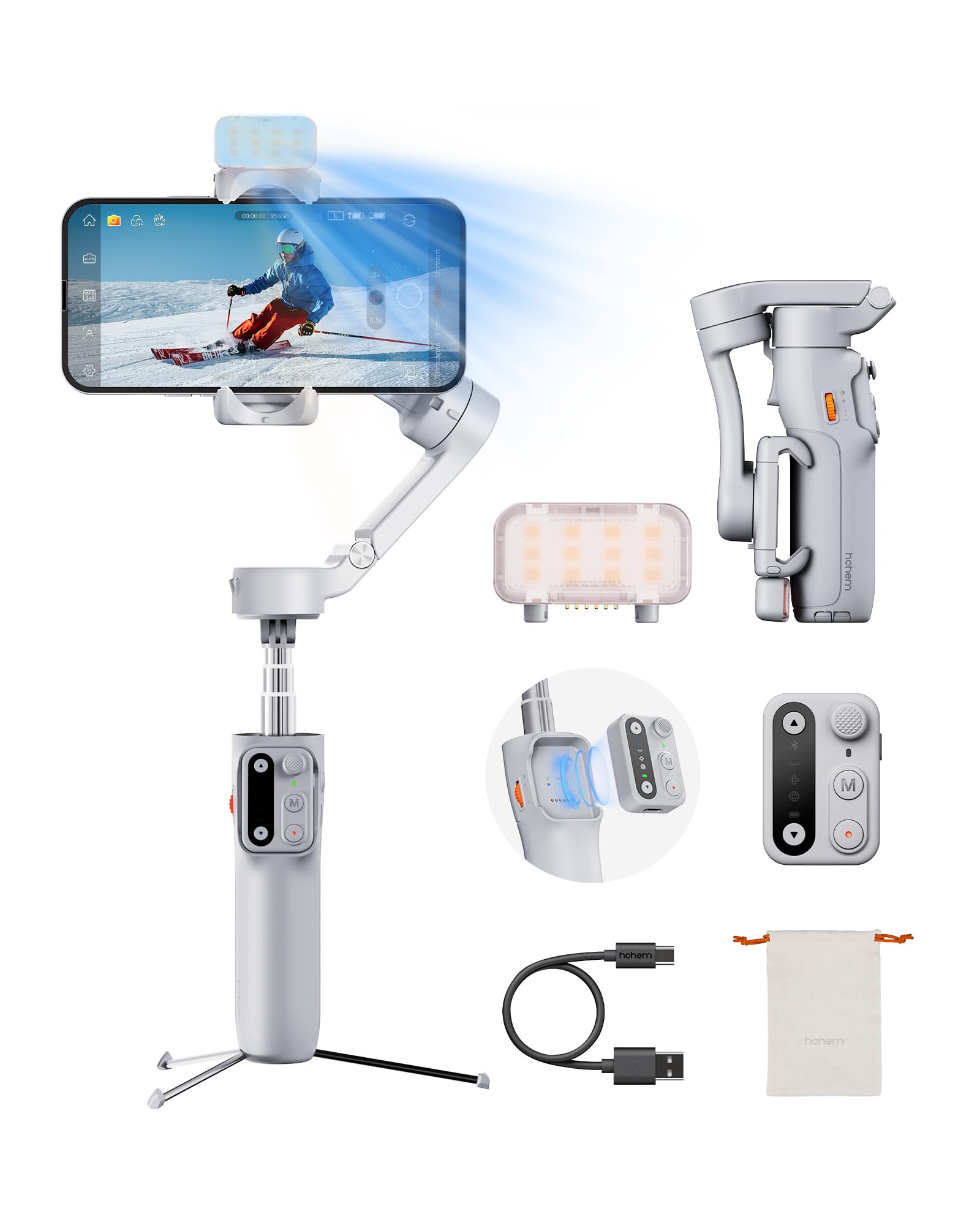 Hohem iSteady X3 Gimbal Stabilizer for iPhone, Foldable Phone Gimbal Object Tracking, Remote Control, 3-Axis Phone Stabilizer Bu