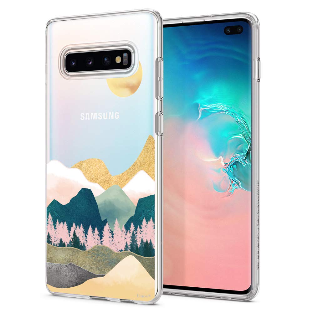 Unov Galaxy S10 Case Clear With Design Soft Tpu Shock Absorption Slim Embossed Pattern Protective Back Cover For Galaxy S10 6.1I