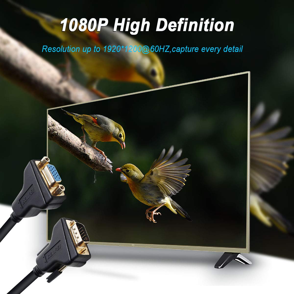 Benfei Vga Extension Cable, Vga Male To Female Cable,Vga To Vga Cable 3 Meter