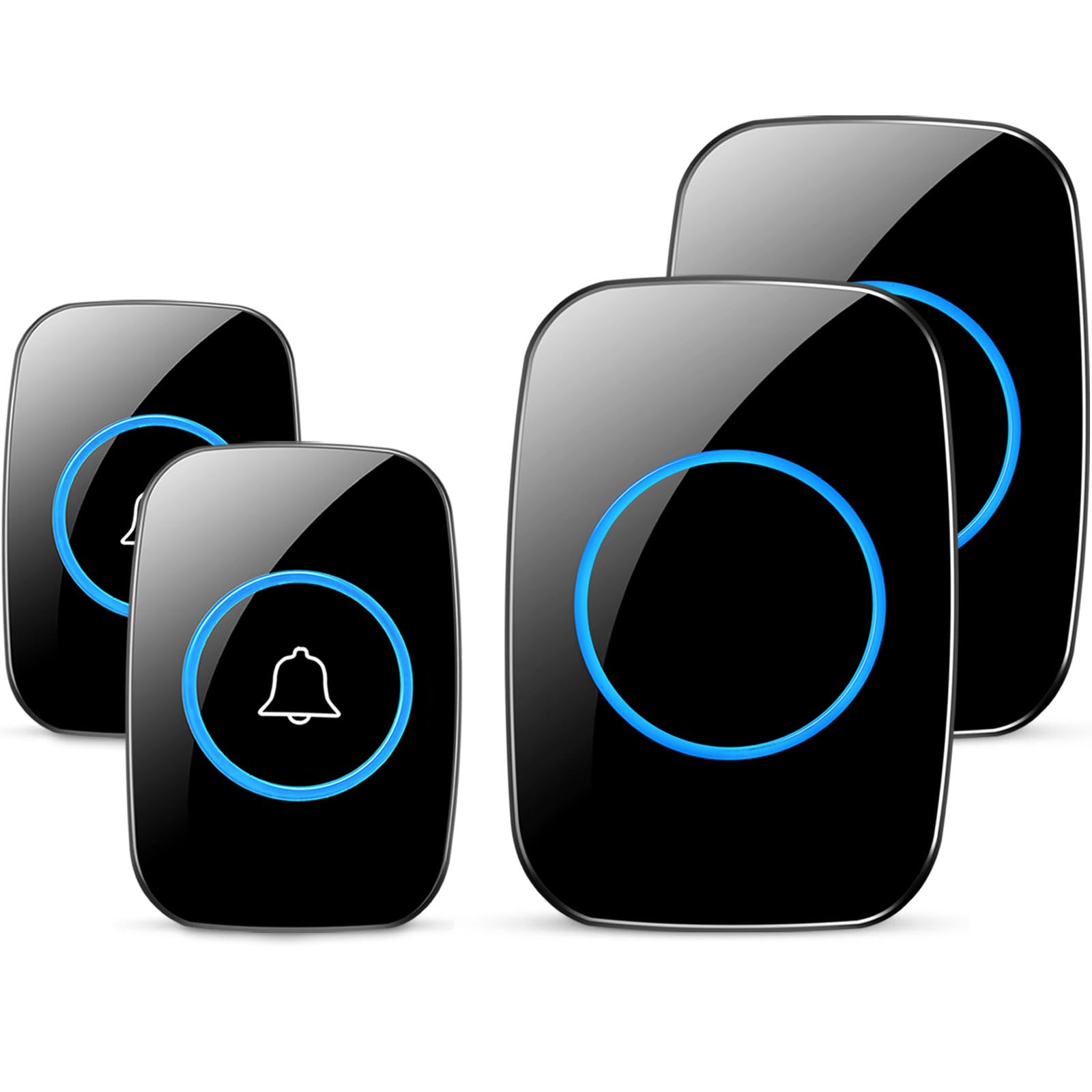 Wireless Doorbell, Waterproof Door Bell Kit, Distinguish Front And Rear Doors, Over 1000 Feet Range And 60 Chime, 5 Levels Volum