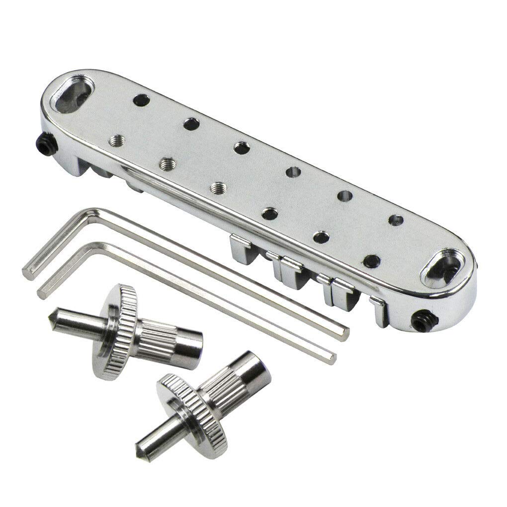 Abr 1 Style Tune O Matic Bridge Tailpiece Roller Saddle Bridge For Gibson Les Paul Gear Replacement (Chrome)