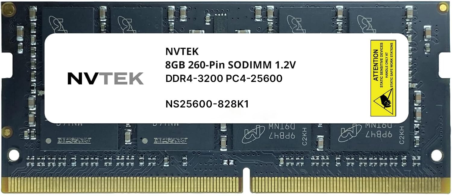 Nvtek 8Gb (1X8Gb) Ddr4 3200Mhz Pc4 25600 2Rx8 1.2V 260 Pin Non Ecc Sodimm Laptop Pc Computer Memory