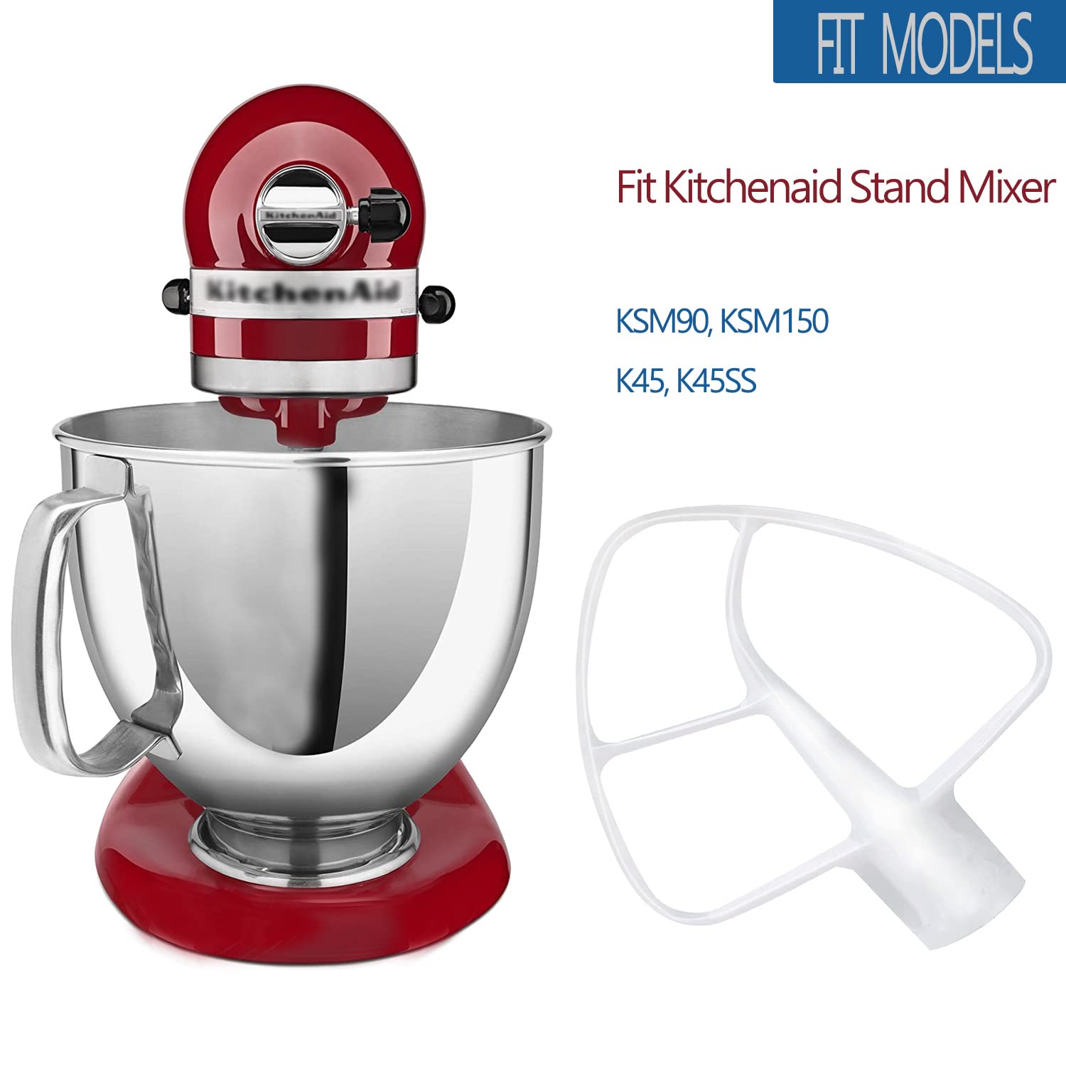 Coated Flat Beater Compatible With Kitchenaid Mixer Ksm90 Ksm150 K45 K45Ss, Kitchen Aid Ultra Power/Classic/Artisan Stand Mixer Assecories.