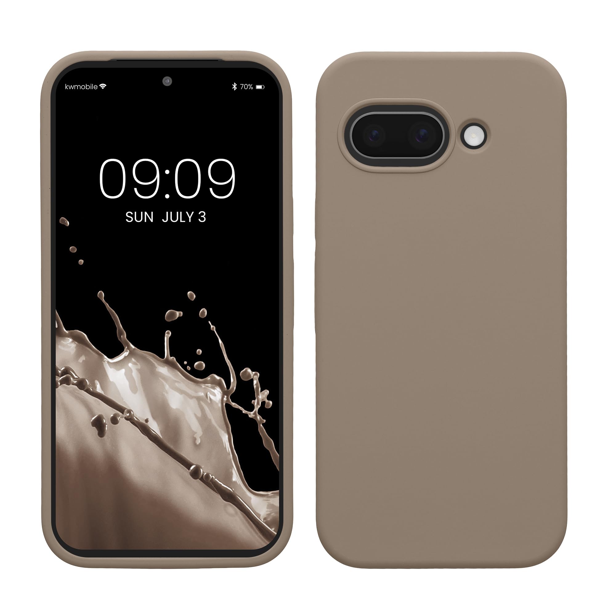 kwmobile Case Compatible with Google Pixel 9a Case - TPU Silicone Phone Cover with Soft Finish - Taupe