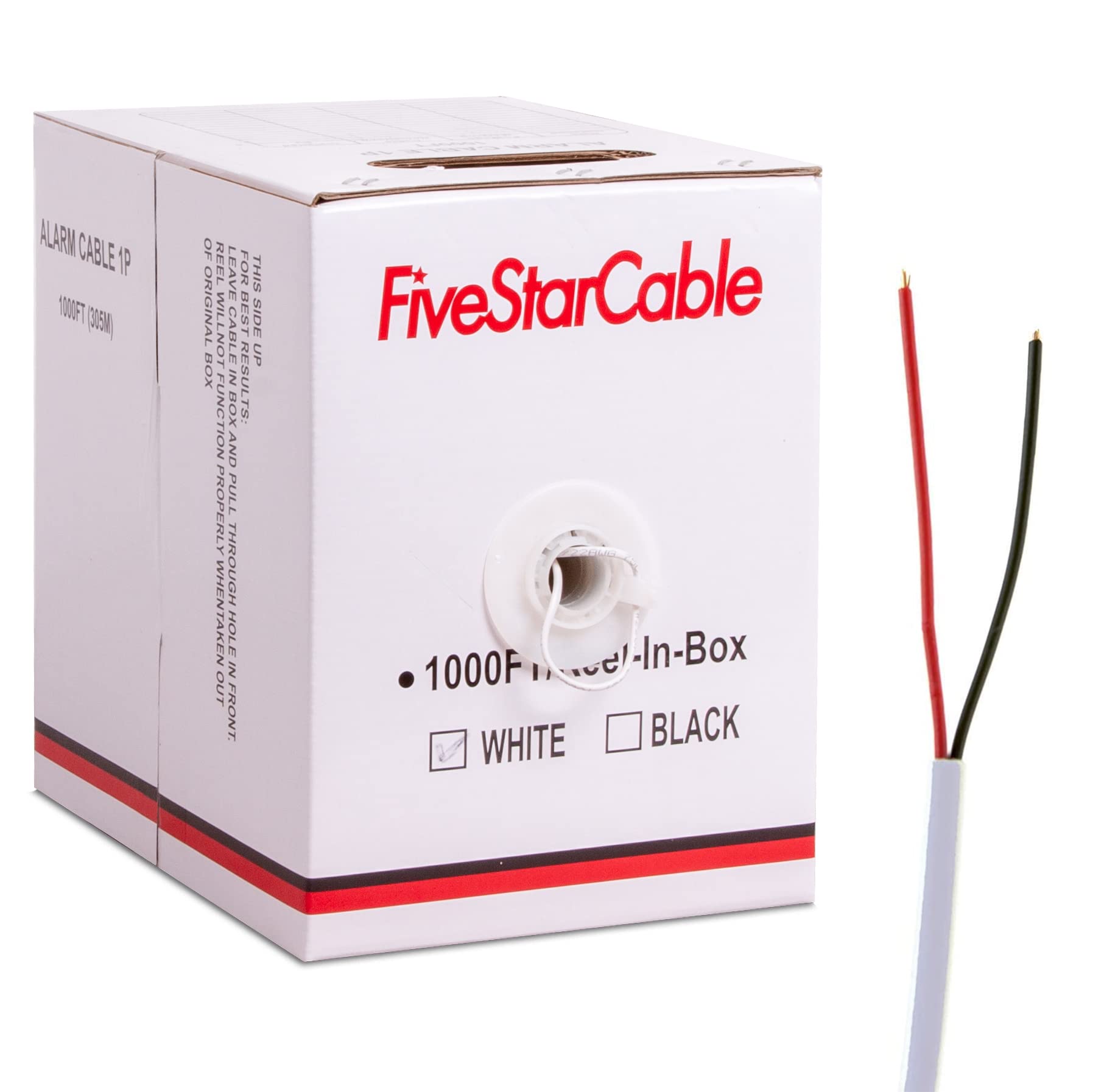 Fivestarcable 22 2 1000 Ft. Alarm Wire 22Awg 2 Conductors 22/2 22 2 Security Cable Alarm Bulk Cable For Efficient Power And Signal Transmission White
