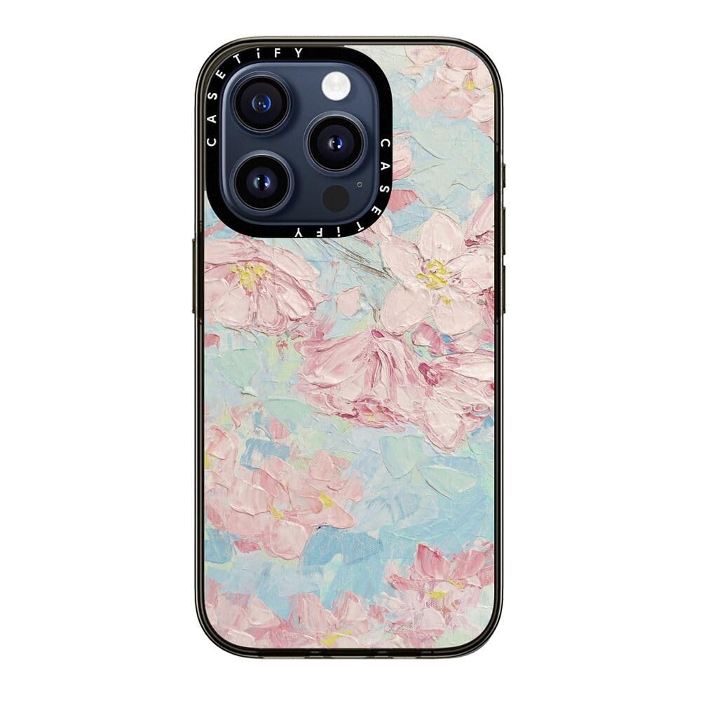 Casetify Compact Iphone 15 Pro Case [2X Military Grade Drop Tested / 4Ft Drop Protection]   Yoshino Cherry Blossoms   Clear Blac