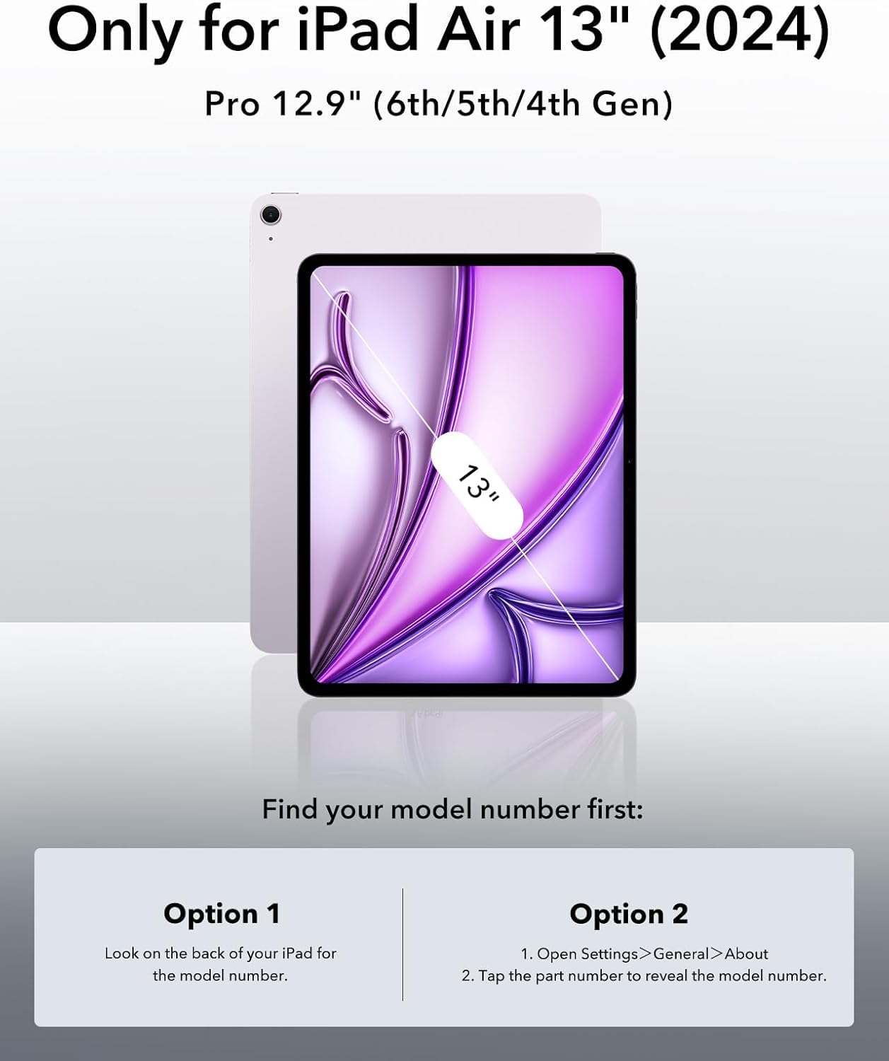 Esr For Ipad Air 13 Inch Case M2 (2024), Pro 12.9 (2022/2021, 6Th/5Th/4Th Gen), Powerful Magnetic Attachment, Slim Trifold Stand, Supports Pencil Pro & Pencil (Usb C), Rebound Series, Light Purple