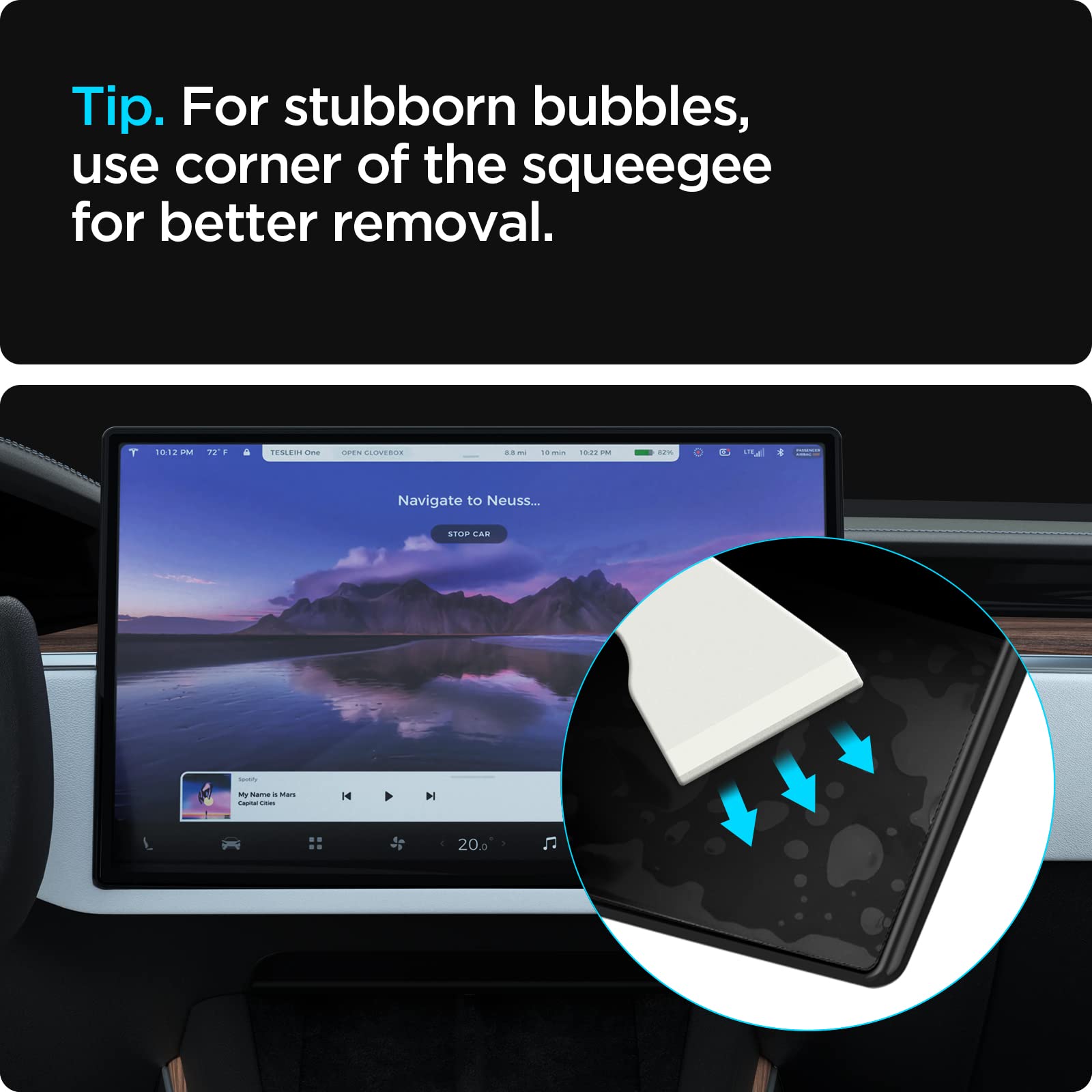 Spigen Tempered Glass Screen Protector [Glastr Ez Fit] Designed For Tesla Model S (2025 2021), Tesla Model X (2025 2022) 17 Inch Dashboard Touchscreen   Matte/Anti Fingerprint