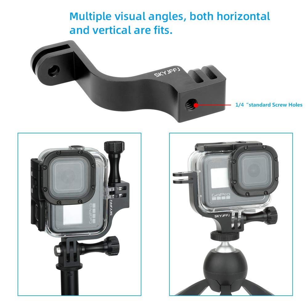 Skyjffj 90 Degree Aluminum Vertical Bracket Adapter Elbow Adapter For Gopro Hero 8(Accessories Can Be Installed)