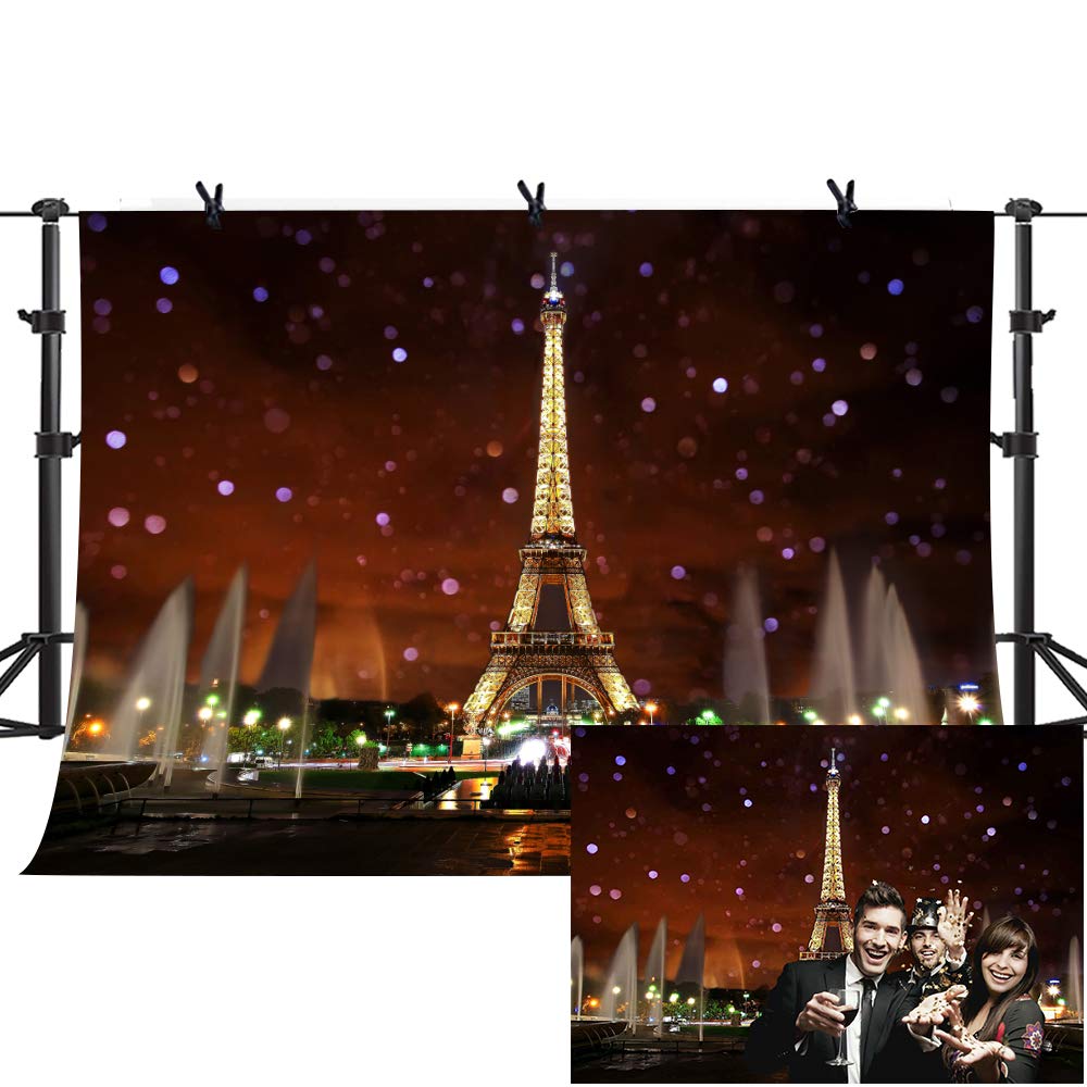 Eiffel Tower Backdrop For Party Mtmety 10X7Ft Night Scene Romantic Background Video Studio Props Geme613