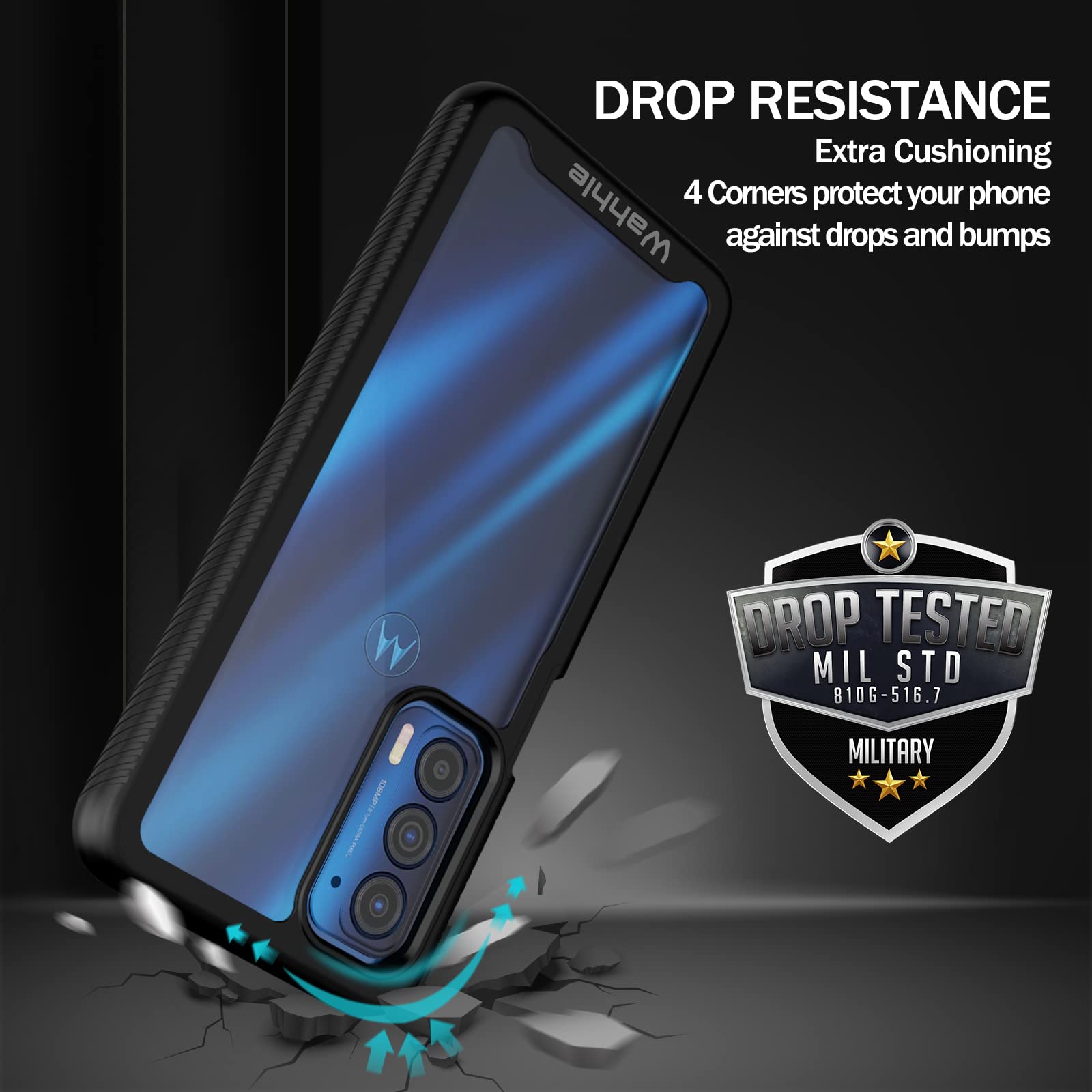 Wahhle Compatible With Motorola Edge 5G Uw Case, Built In Screen Protector Full Body Shockproof Slim Fit Bumper Protective Phone