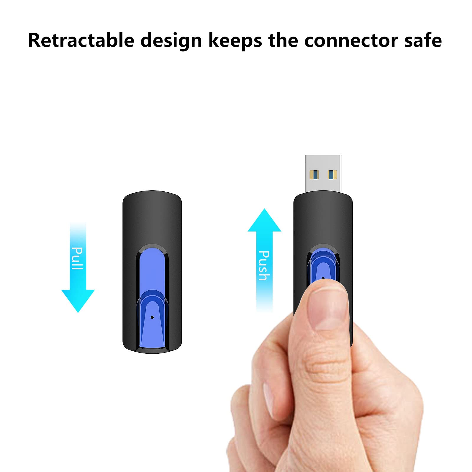 Juanwe Flash Drive 64Gb Usb 3.0 Flash Drive Retractable Slide Memory Stick 64Gb Memory Stick For Computers Zip Drive Usb Jump Dr